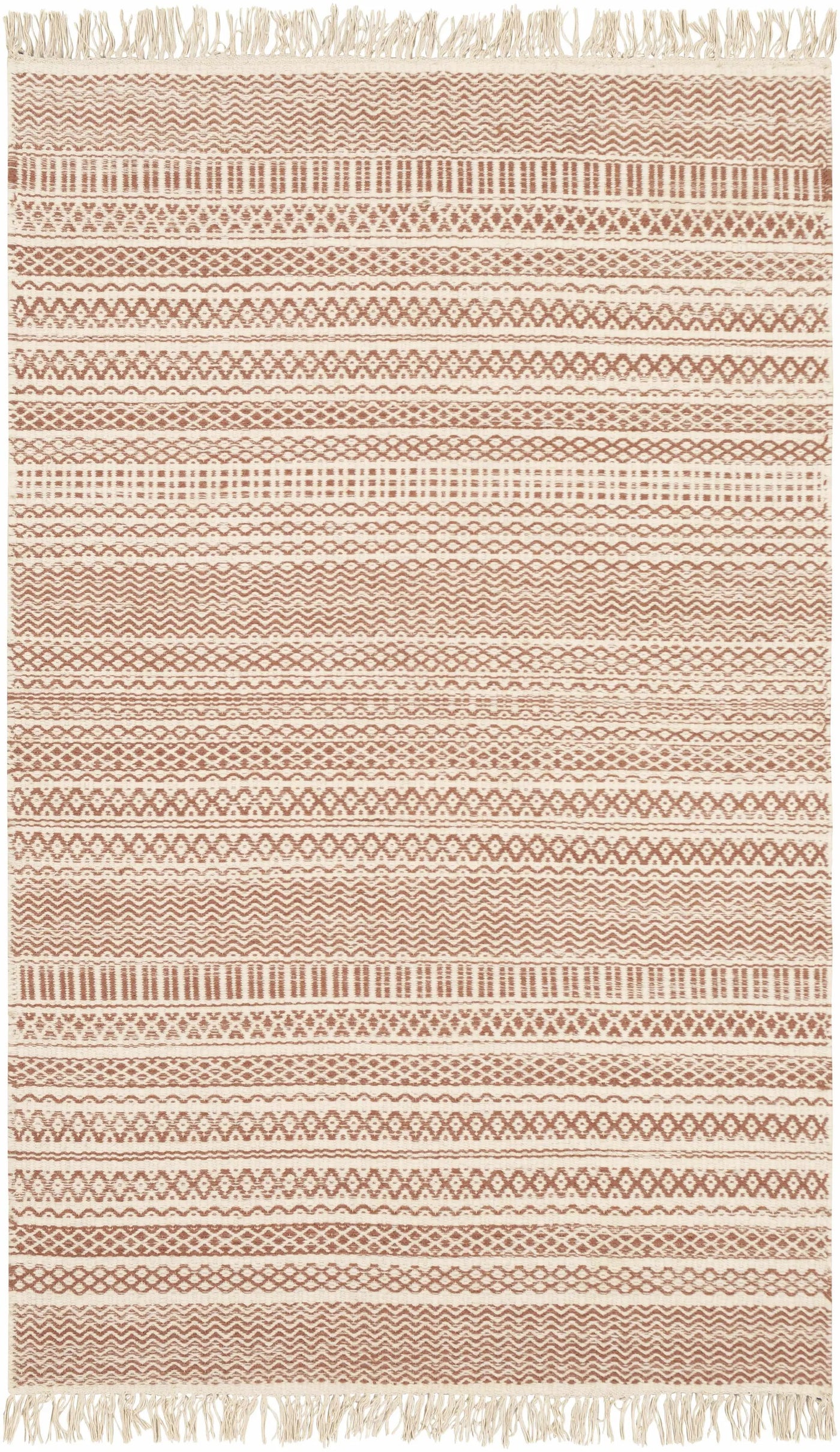 Kalinga Red/Cream Flatweave Wool Rug - Clearance by Boutique Rugs