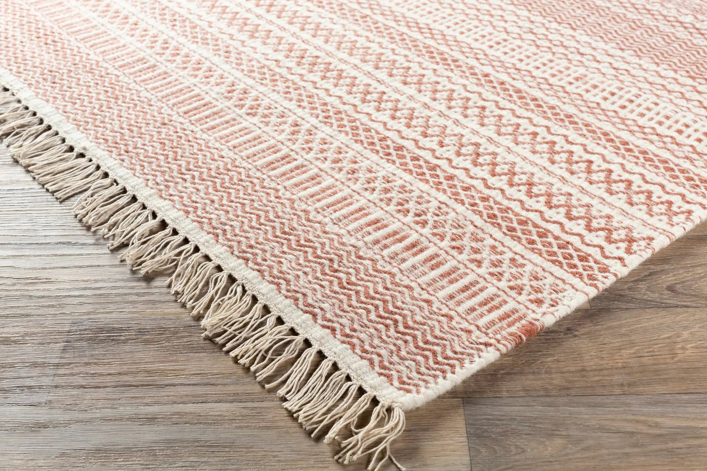 Kalinga Red/Cream Flatweave Wool Rug - Clearance by Boutique Rugs
