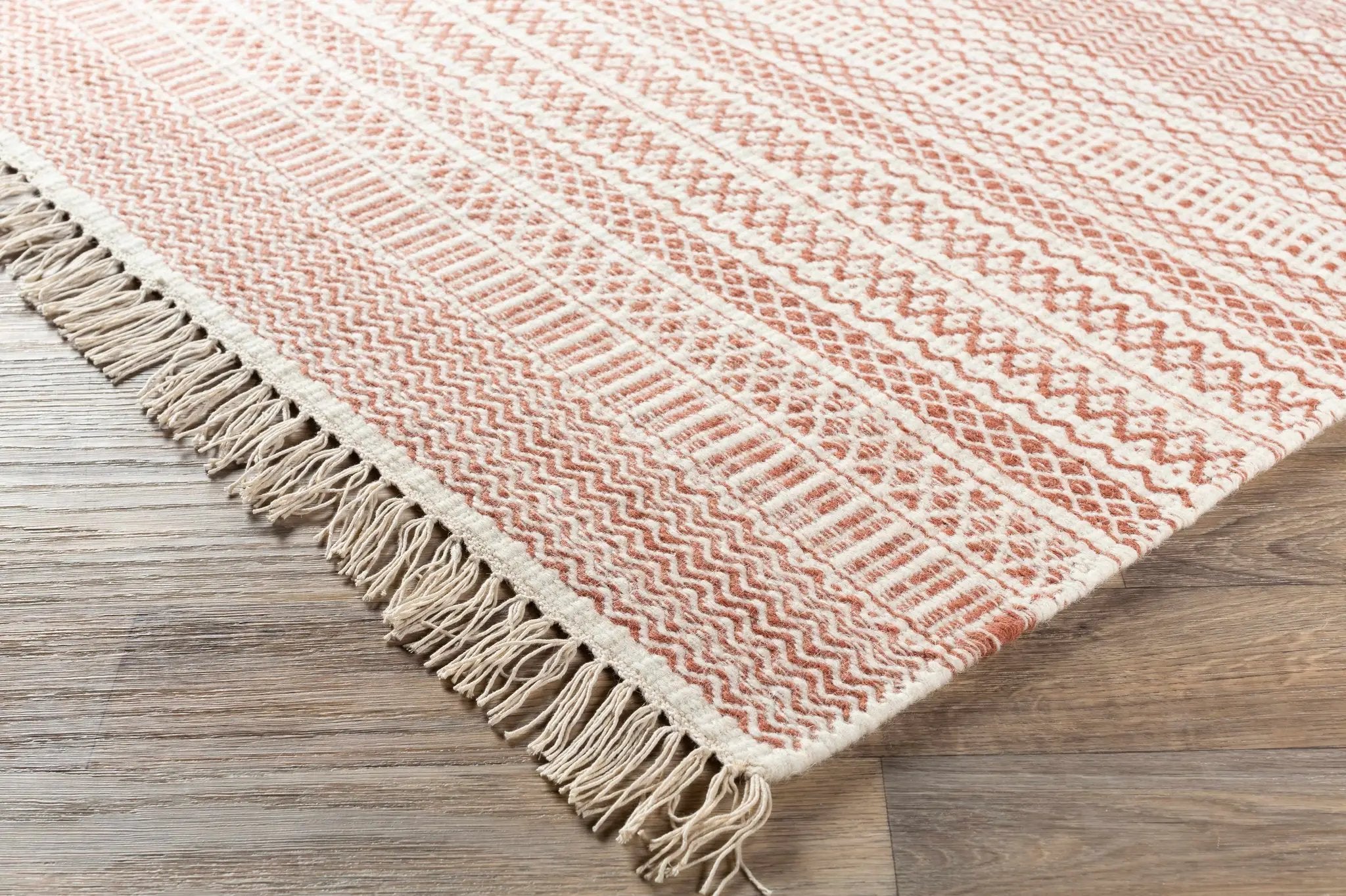 Kalinga Red/Cream Flatweave Wool Rug - Clearance by Boutique Rugs