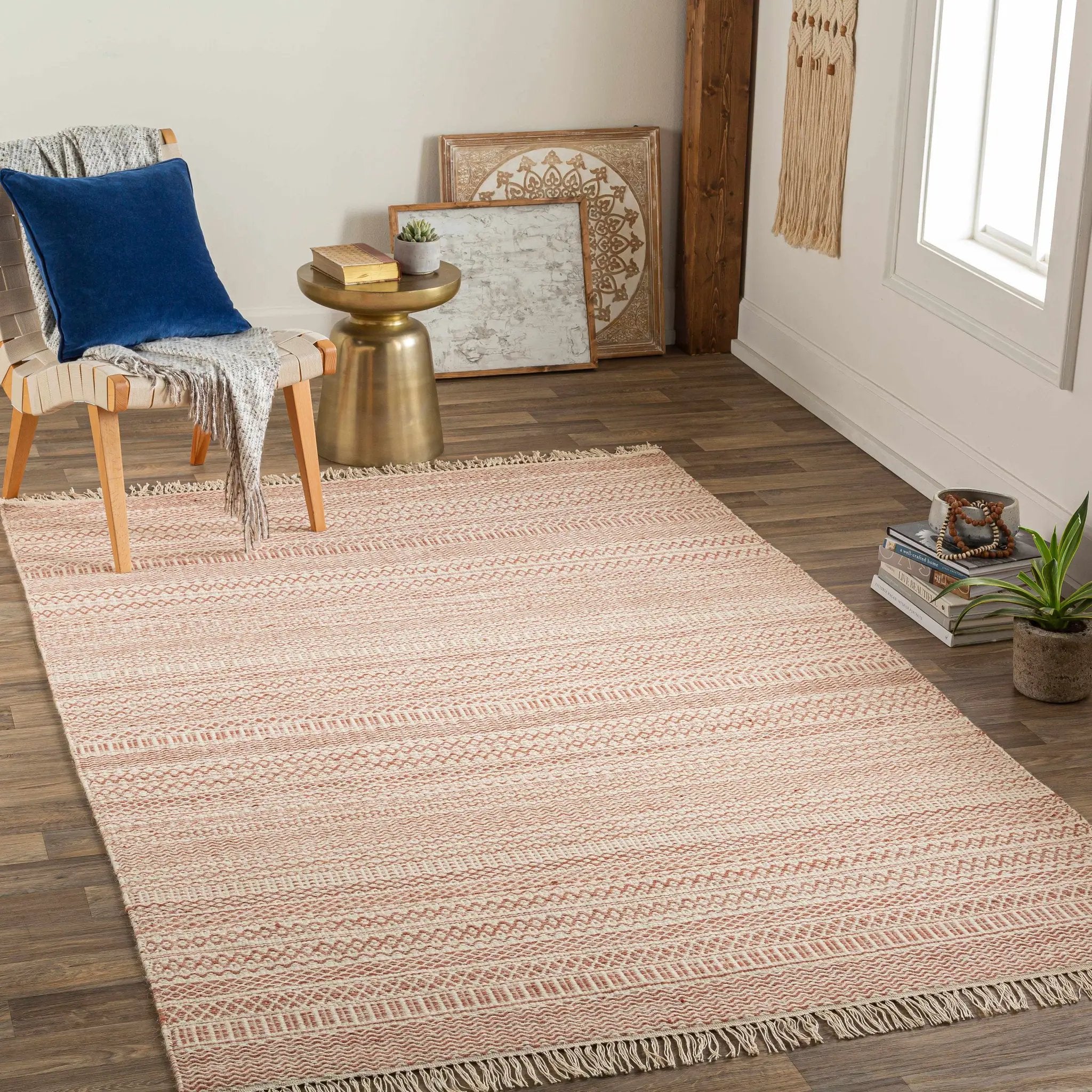 Kalinga Red/Cream Flatweave Wool Rug - Clearance by Boutique Rugs