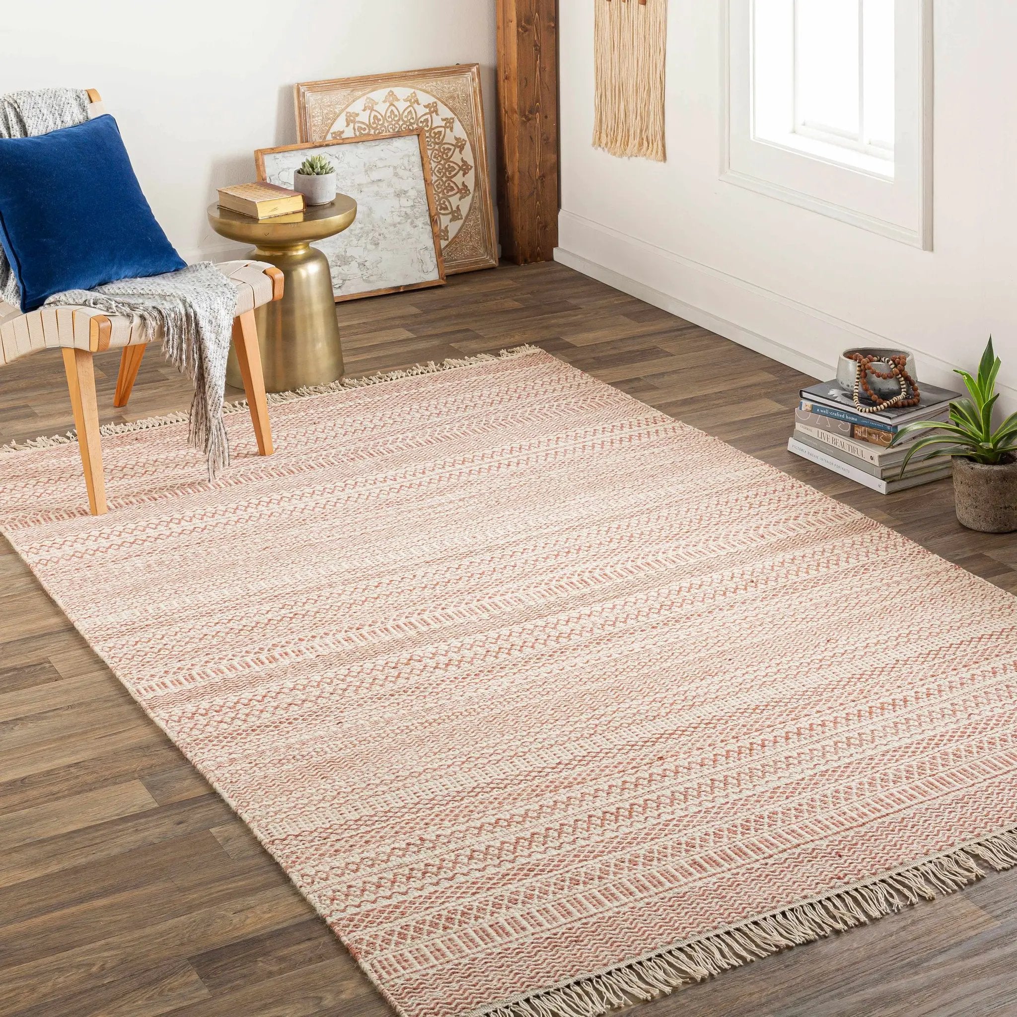 Kalinga Red/Cream Flatweave Wool Rug - Clearance by Boutique Rugs