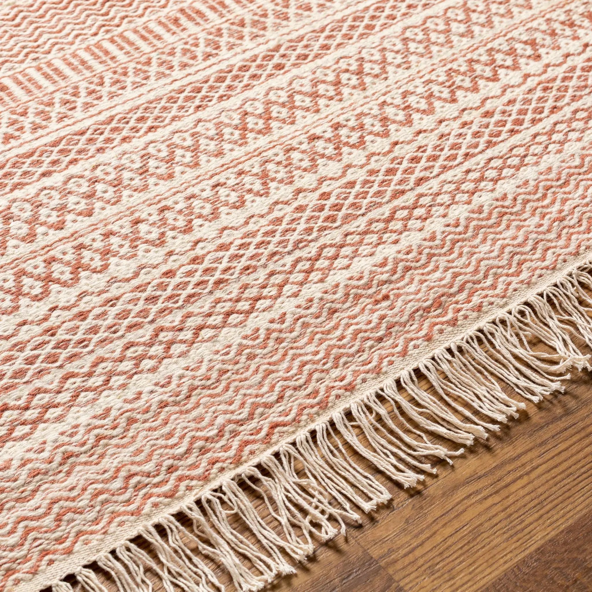 Kalinga Red/Cream Flatweave Wool Rug - Clearance by Boutique Rugs