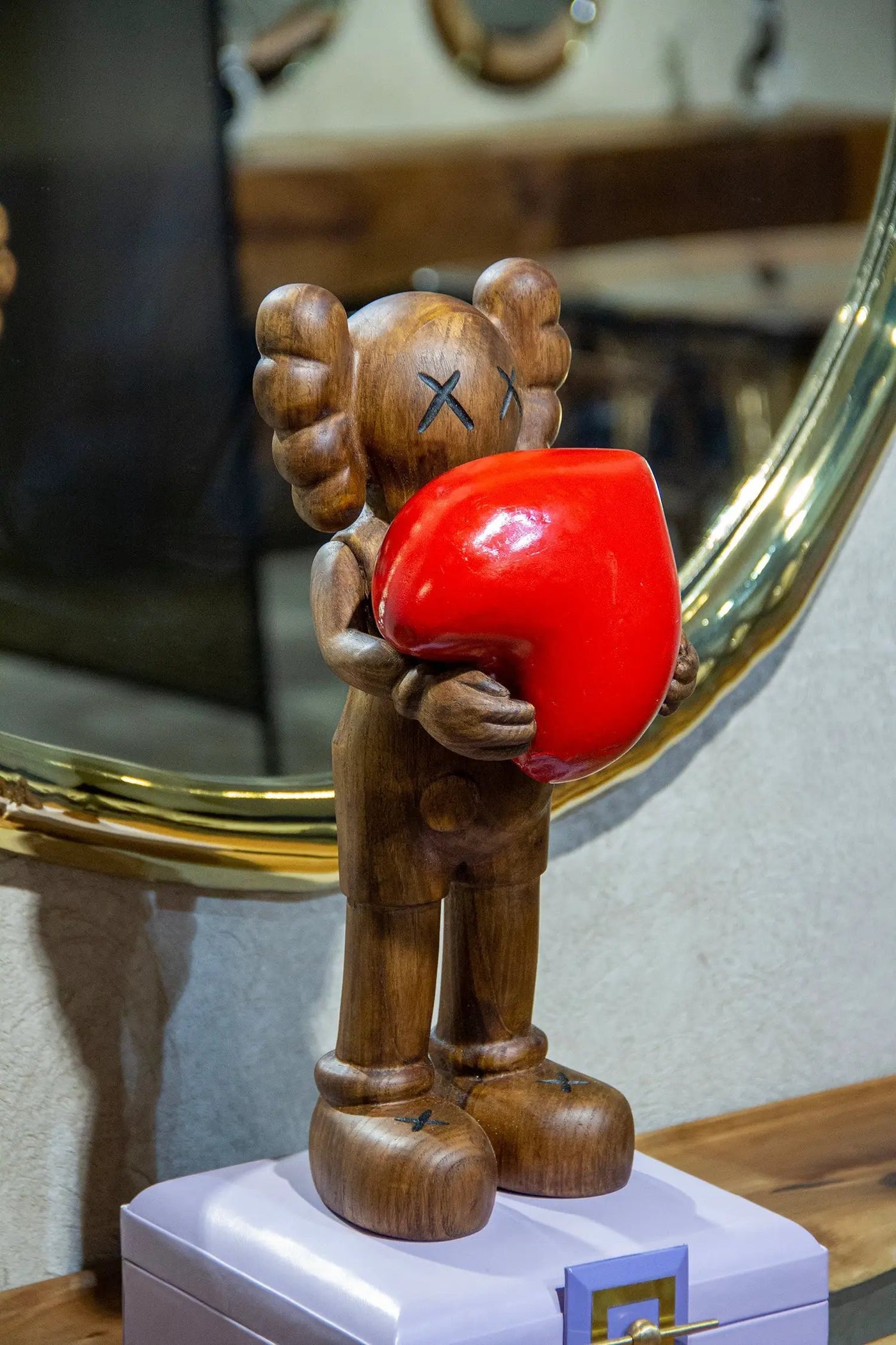Handcrafted Wooden Art Figure with Heart by Gizz