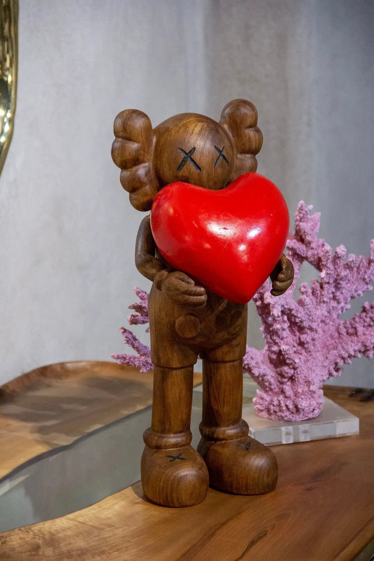 Handcrafted Wooden Art Figure with Heart by Gizz