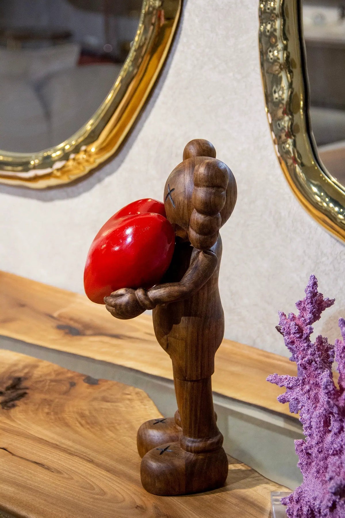 Handcrafted Wooden Art Figure with Heart by Gizz