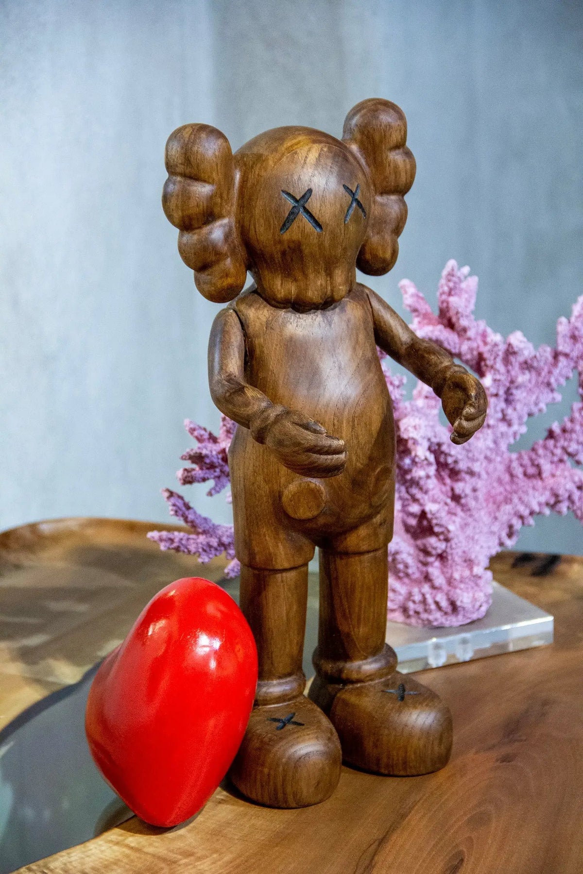 Handcrafted Wooden Art Figure with Heart by Gizz