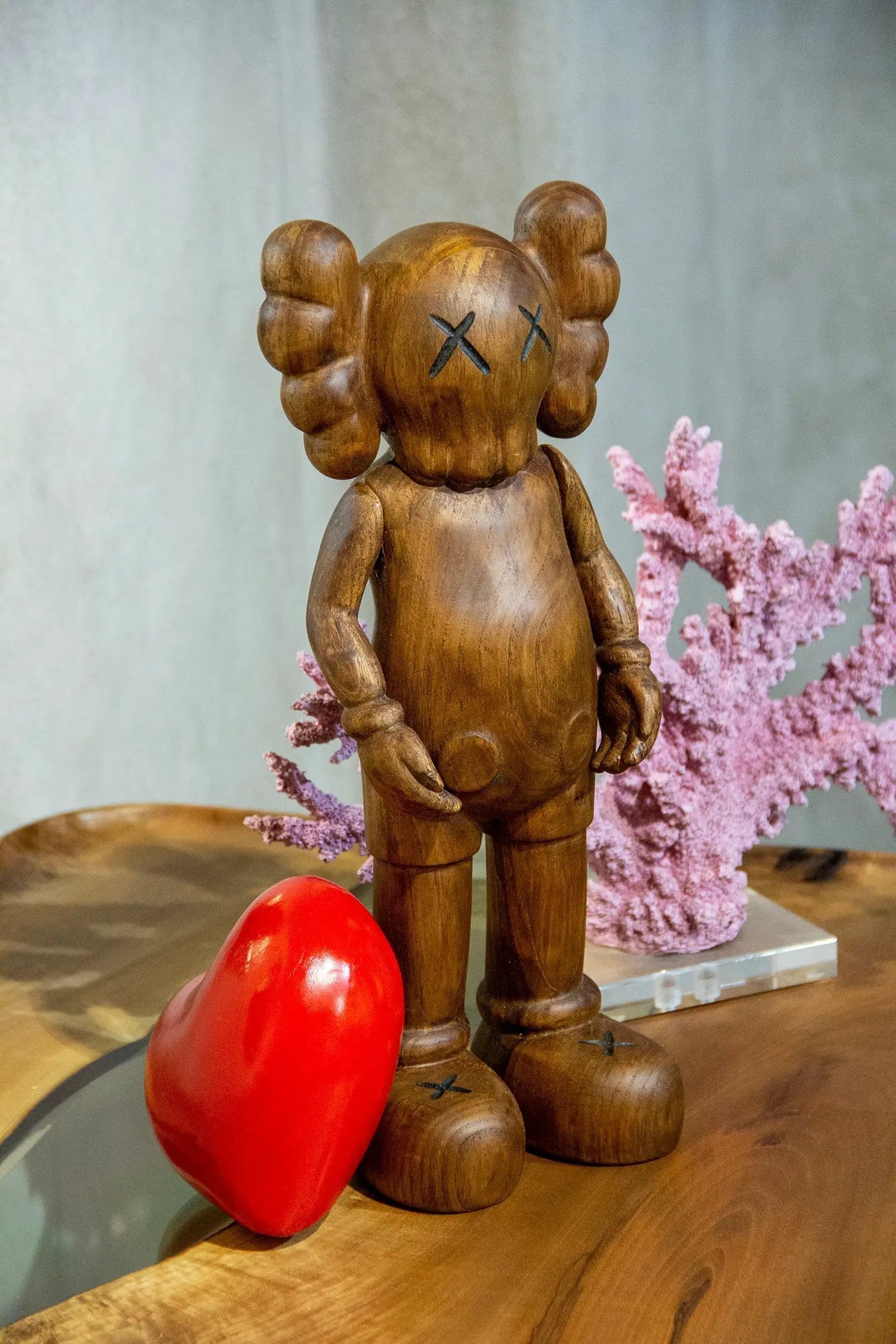 Handcrafted Wooden Art Figure with Heart by Gizz
