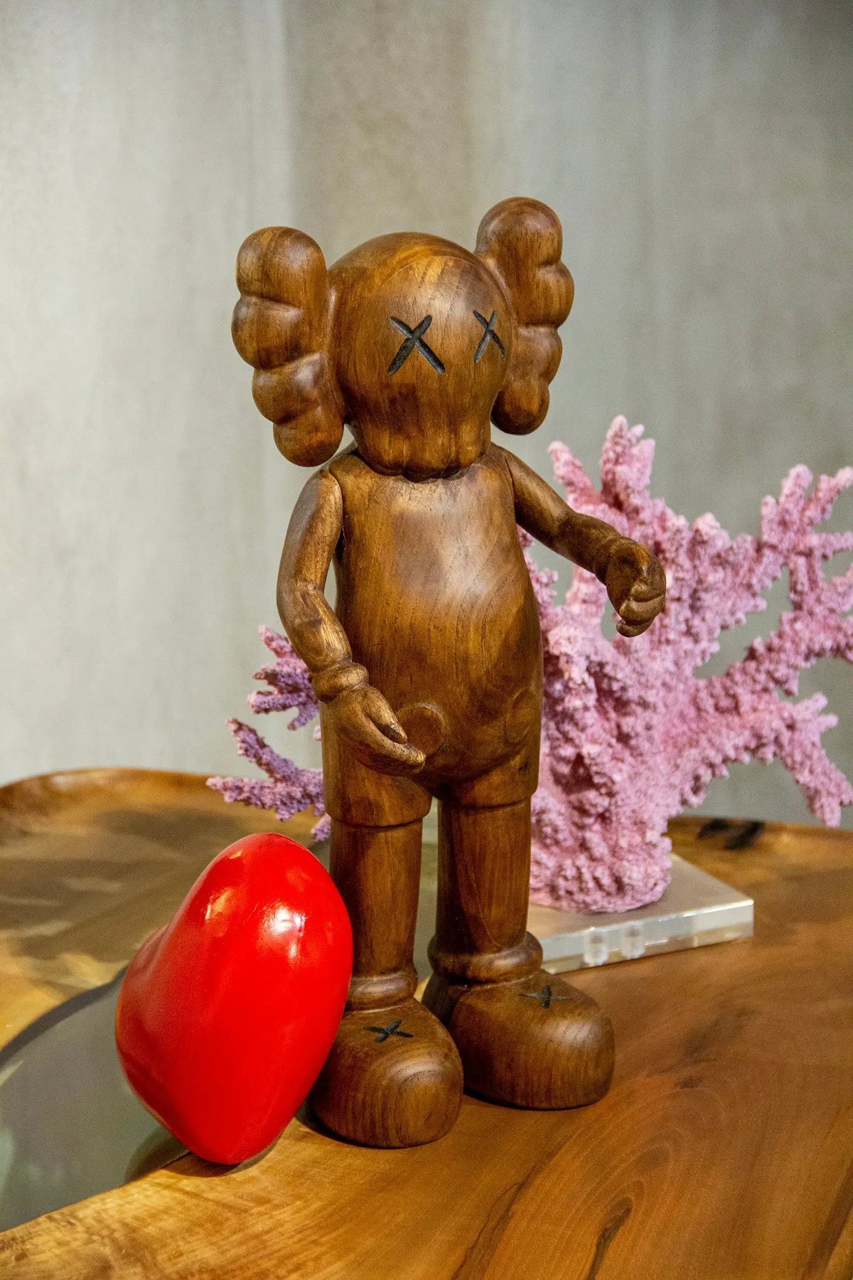 Handcrafted Wooden Art Figure with Heart by Gizz