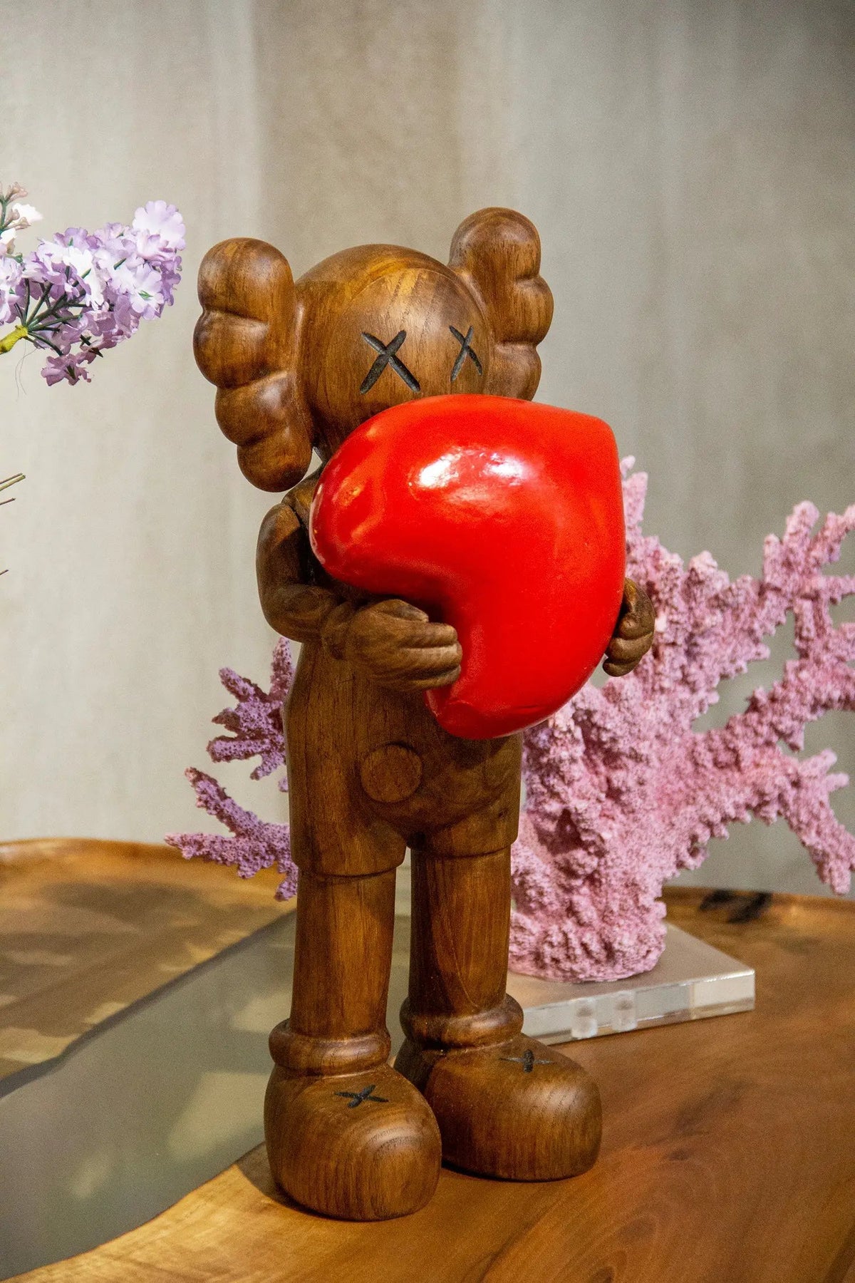 Handcrafted Wooden Art Figure with Heart by Gizz