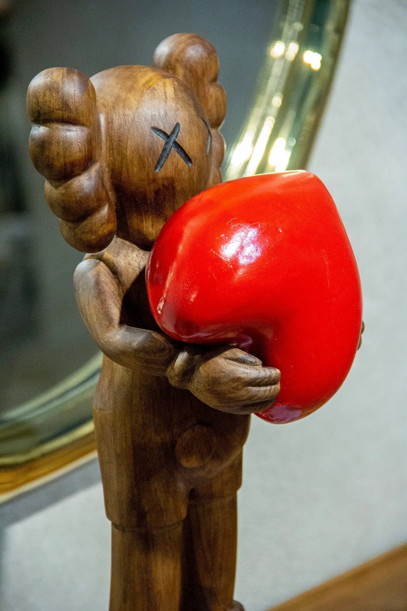 Handcrafted Wooden Art Figure with Heart by Gizz