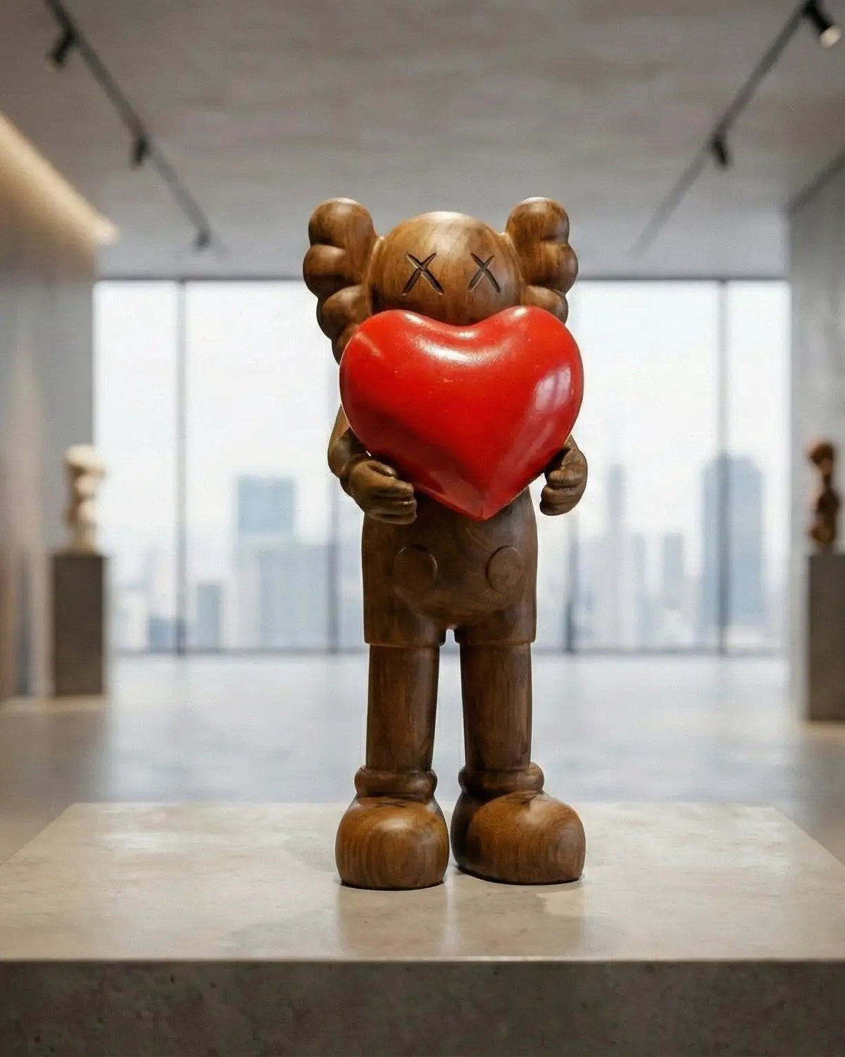Handcrafted Wooden Art Figure with Heart by Gizz