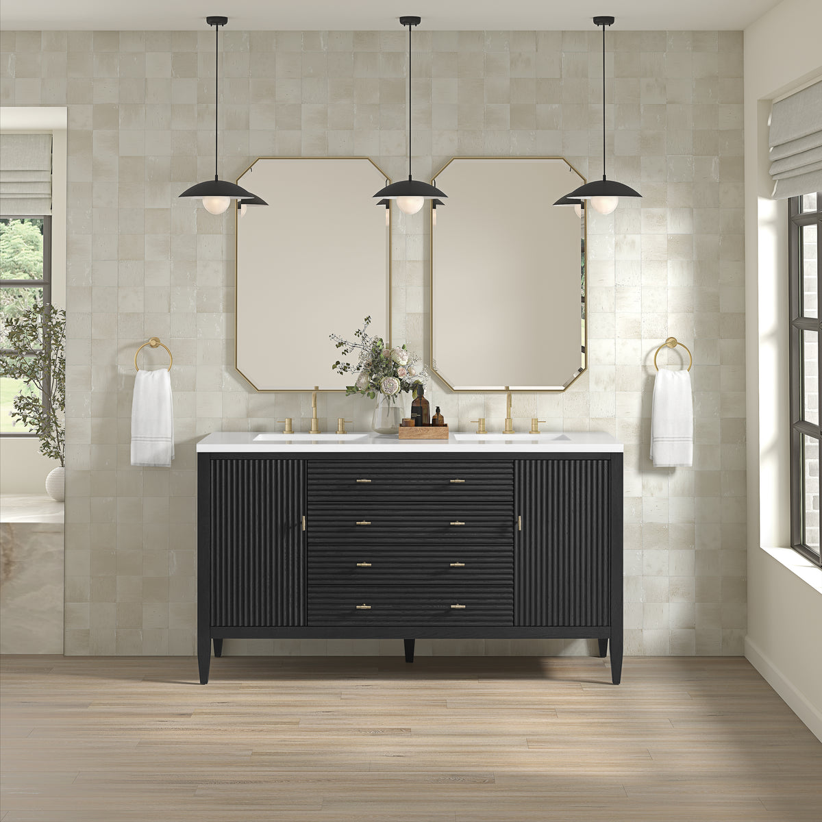 James Martin Myrrin 60" Double Bathroom Vanity, Carbon Oak, view 22