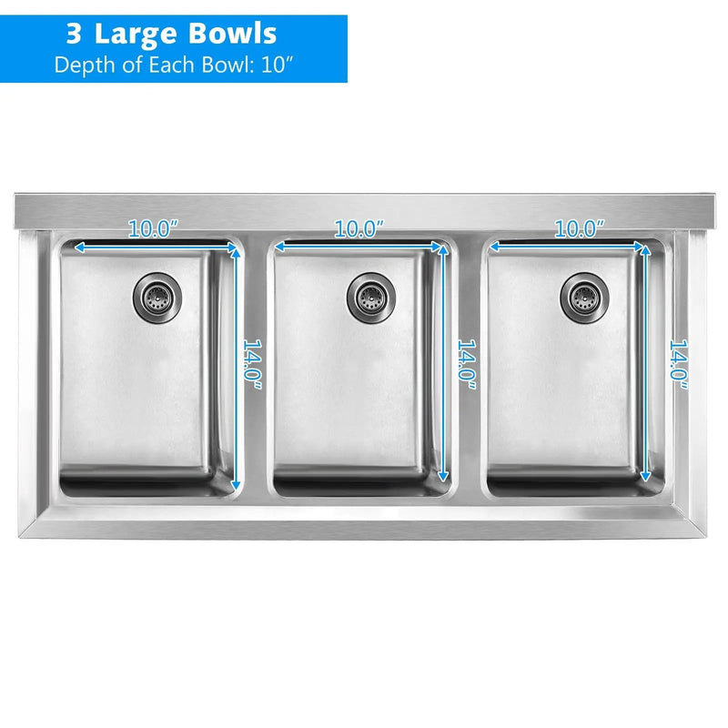 Stainless Steel Utility Sink with 3 Compartment Commercial Kitchen Sink by DirectDeals