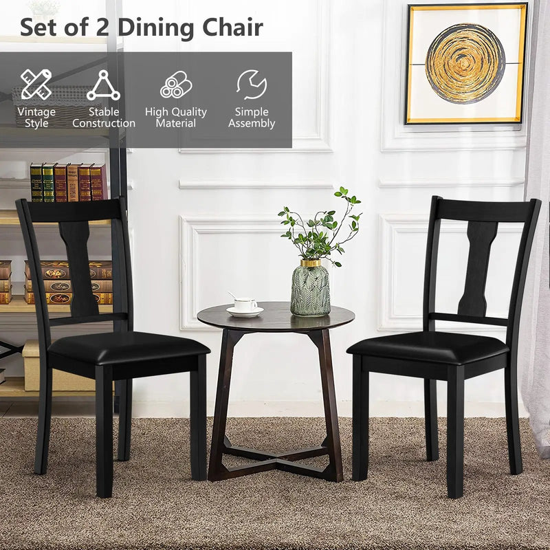 Set of 2 Dining Room Chair with Rubber Wood Frame and Upholstered Padded Seat by DirectDeals