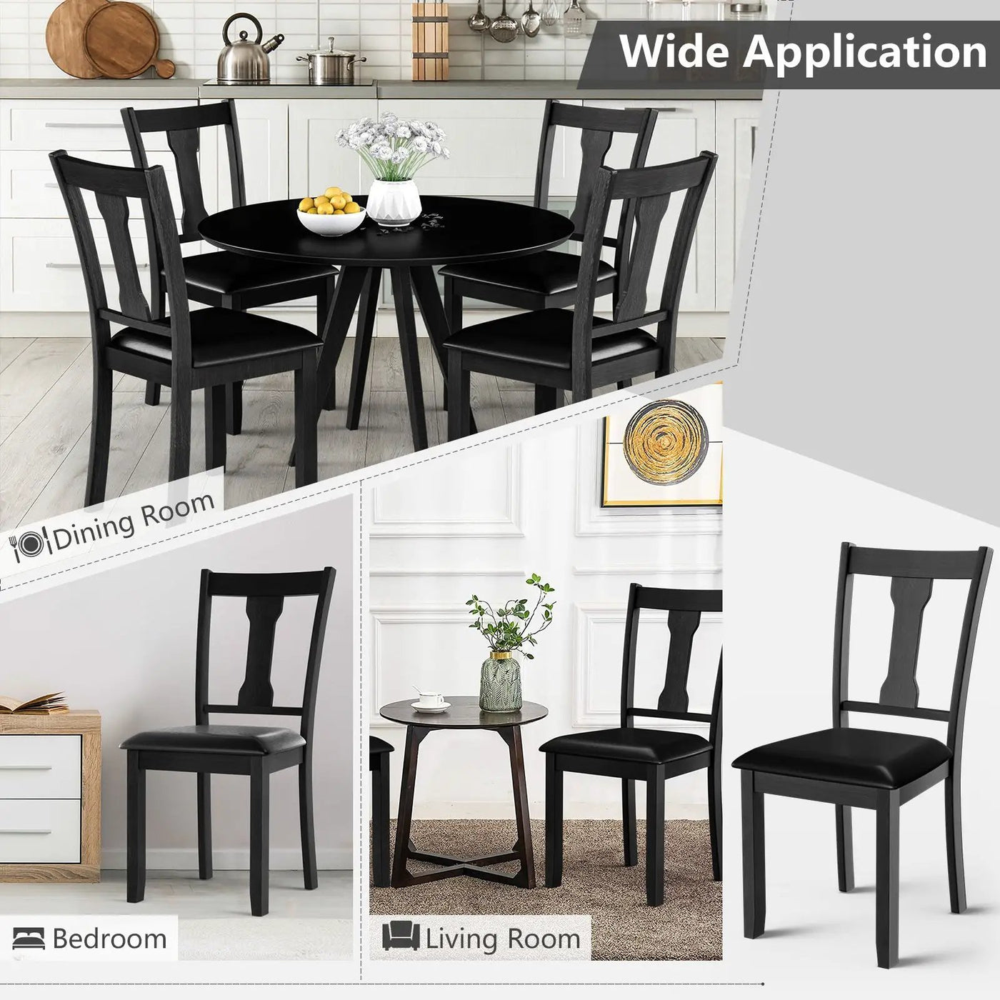 Set of 2 Dining Room Chair with Rubber Wood Frame and Upholstered Padded Seat by DirectDeals