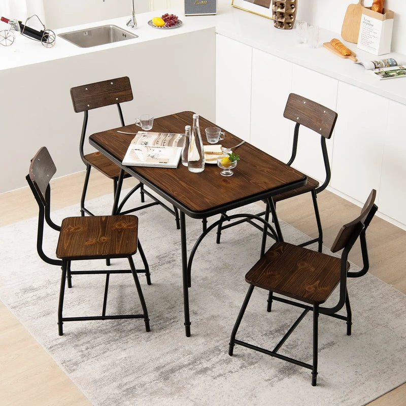 2 Pieces Modern Dining Room Side Chairs with Metal Frame-Brown by DirectDeals