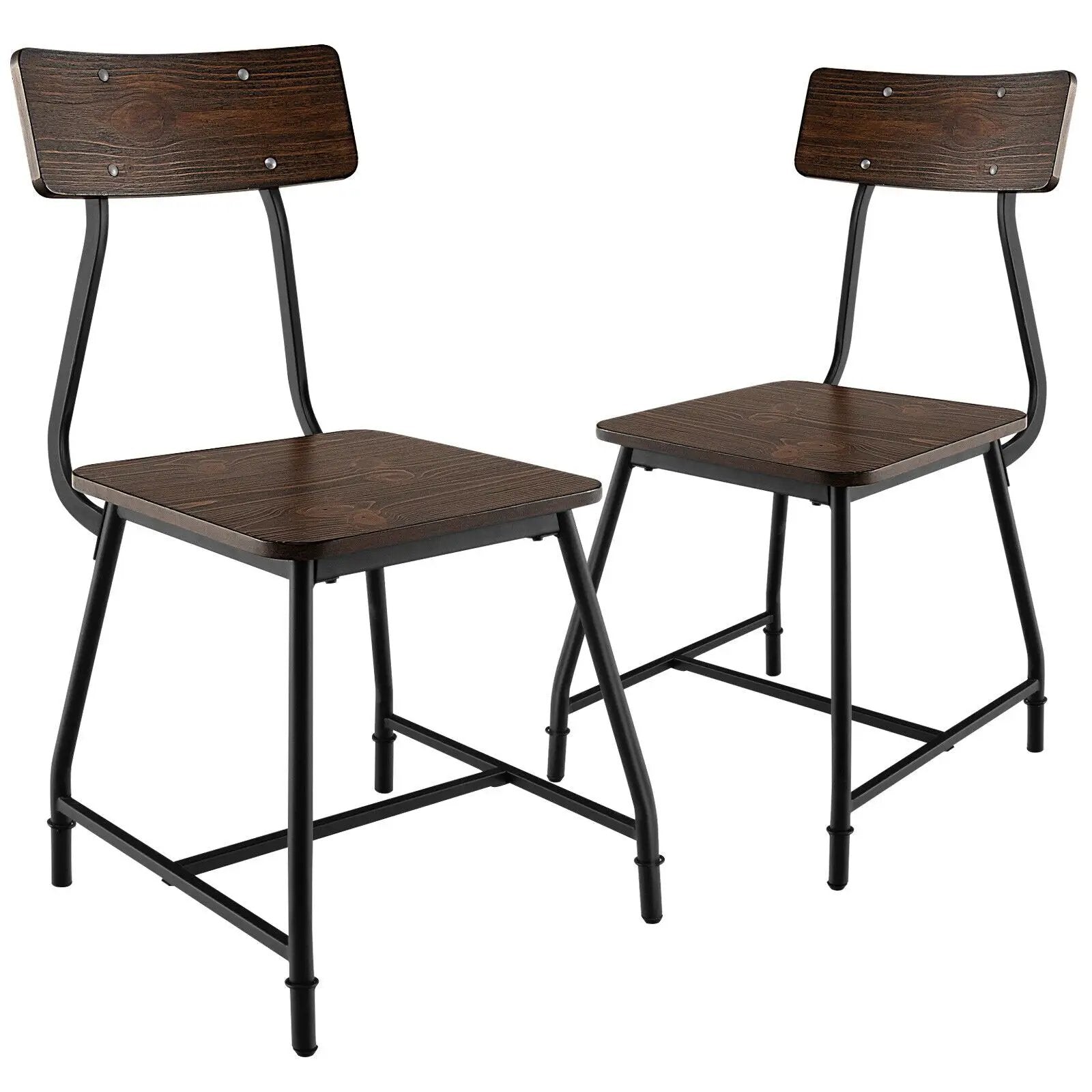 2 Pieces Modern Dining Room Side Chairs with Metal Frame-Brown by DirectDeals