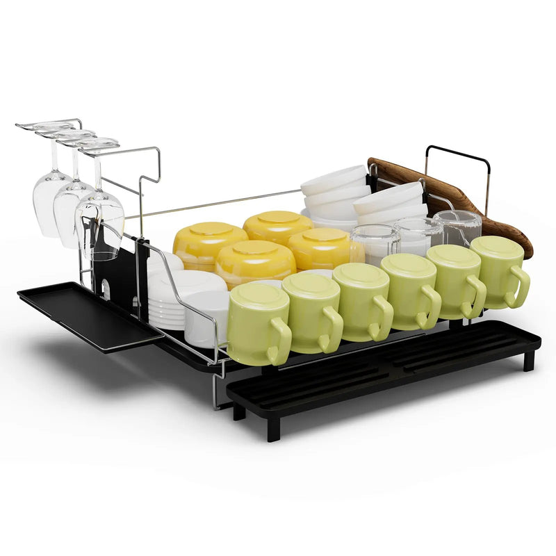 2-Tier Detachable Dish Drying Rack with Cutlery Holder by DirectDeals