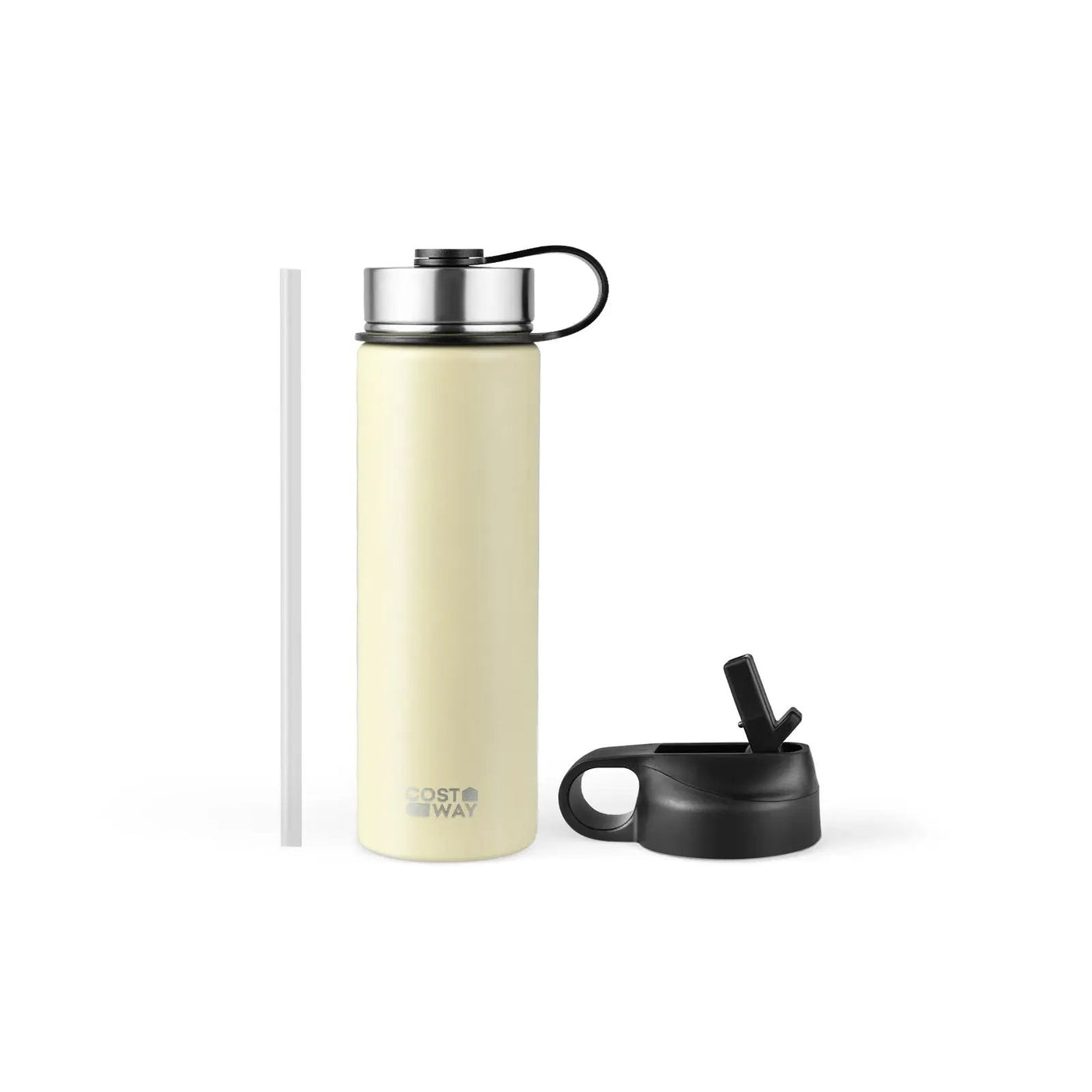 22 Oz Double-walled Insulated Stainless Steel Water Bottle with 2 Lids and Straw by DirectDeals