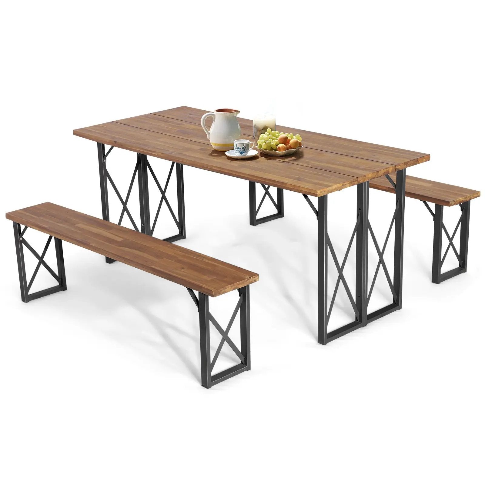 6-Person Outdoor Patio Dining Table Set with 2 Inch Umbrella Hole by DirectDeals