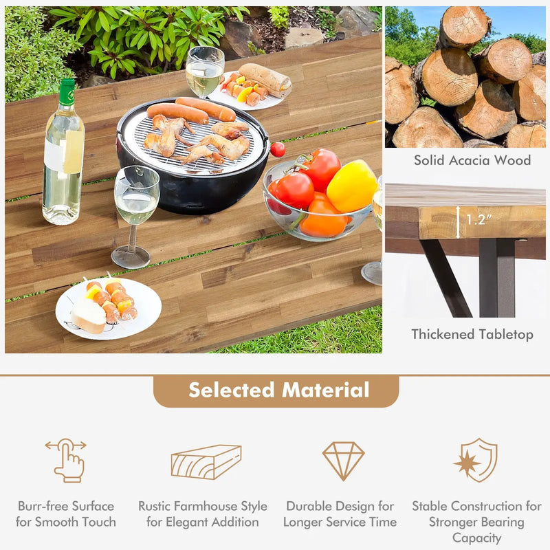 6-Person Outdoor Patio Dining Table Set with 2 Inch Umbrella Hole by DirectDeals