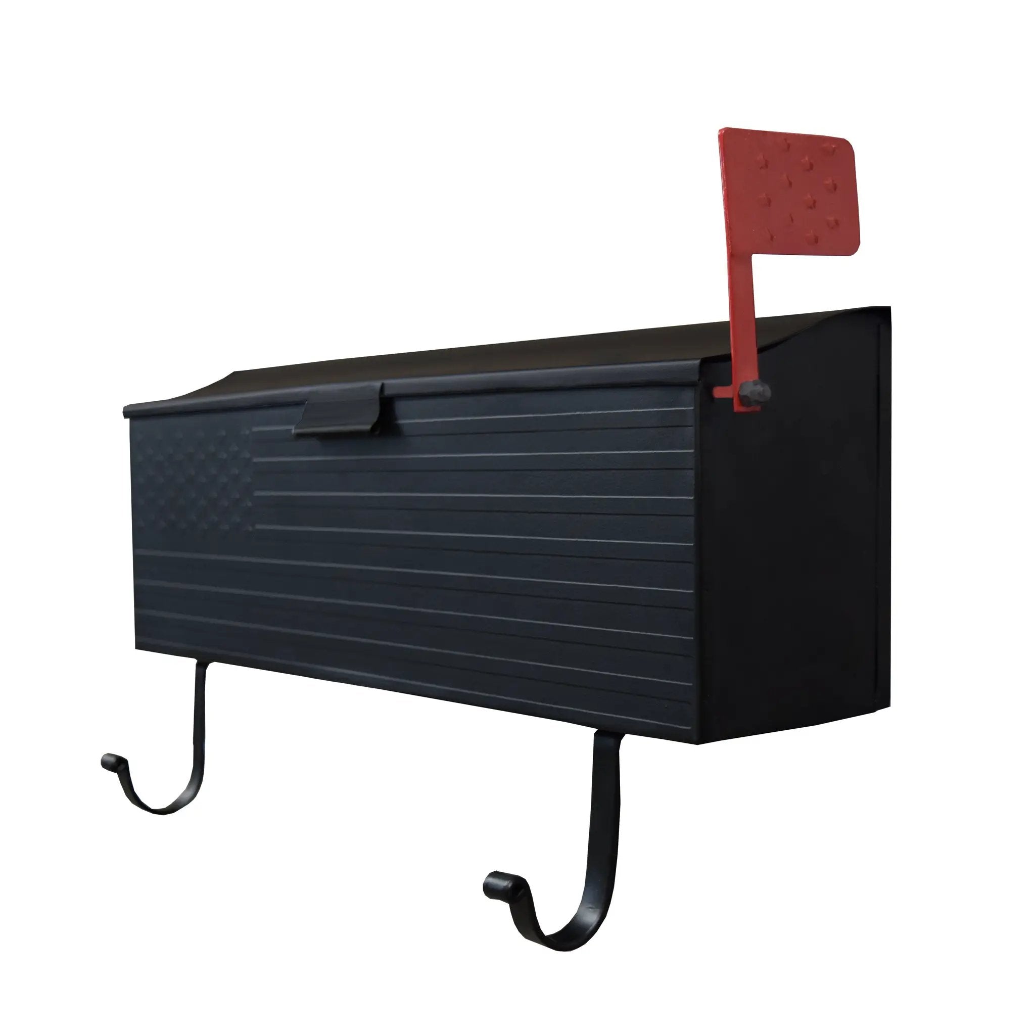 Black American Flag Metal Wall Mounted Mailbox with Hangers by Sharicks
