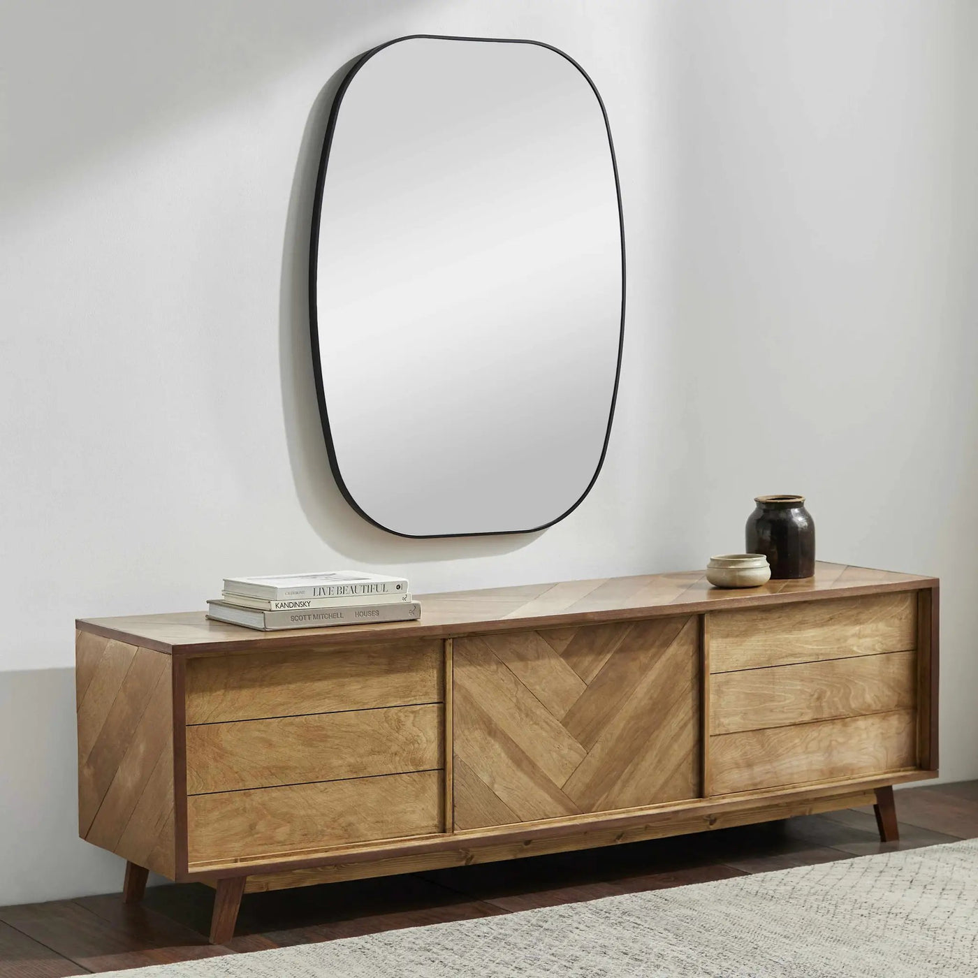 Kopparberg Black Gold Frame Round Mirror by Boutique Rugs