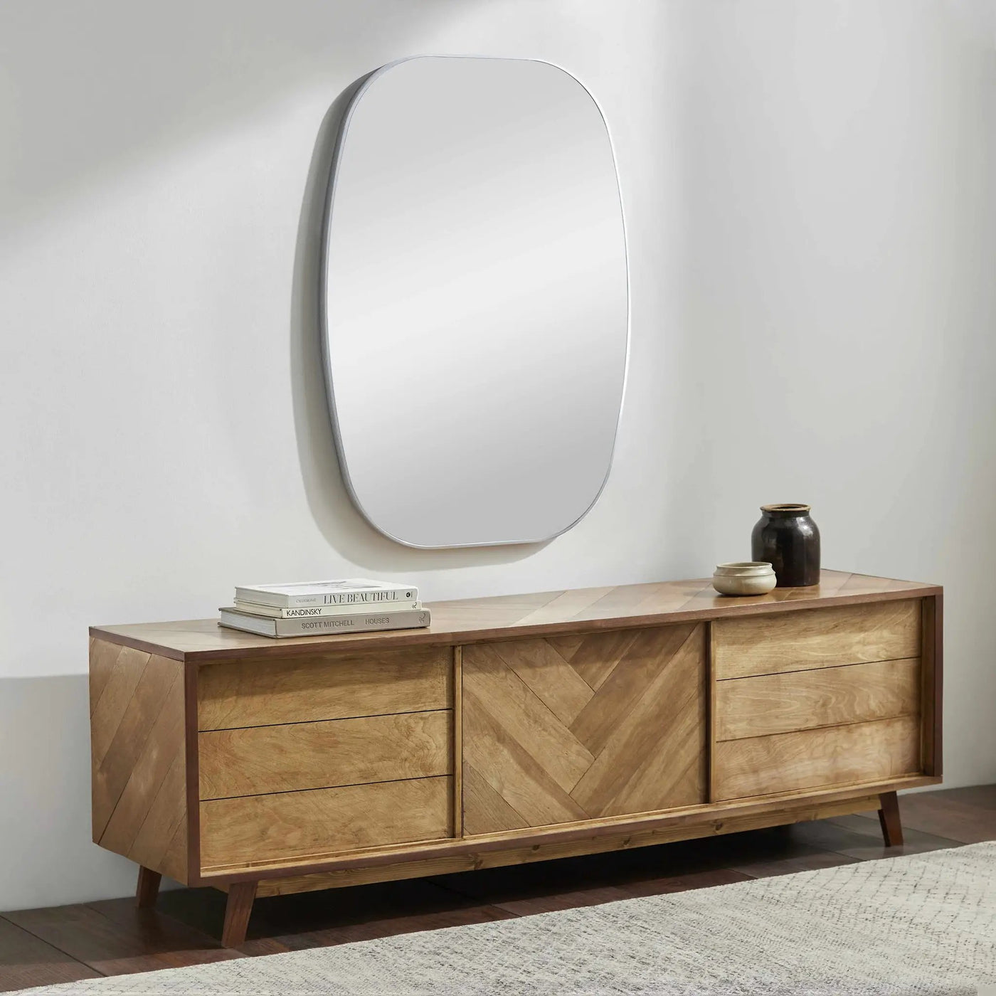Kopparberg Metallic Silver Gold Frame Round Mirror by Boutique Rugs