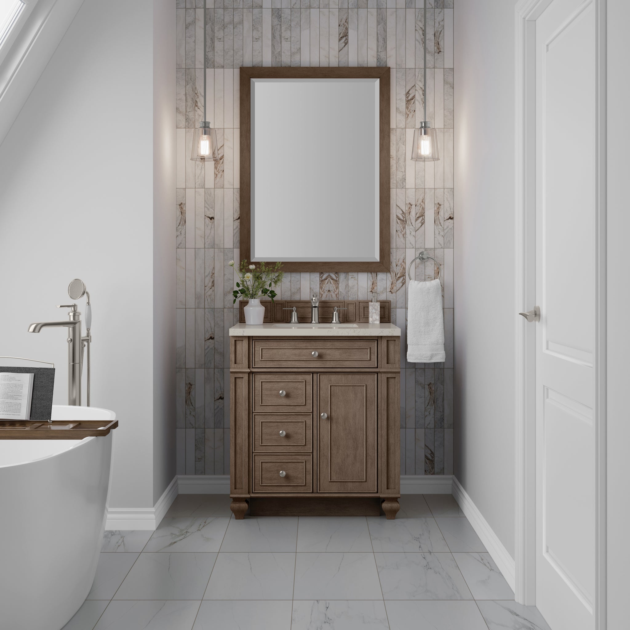 James Martin Bristol 30" Single Bathroom Vanity, Whitewashed Walnut, view 39