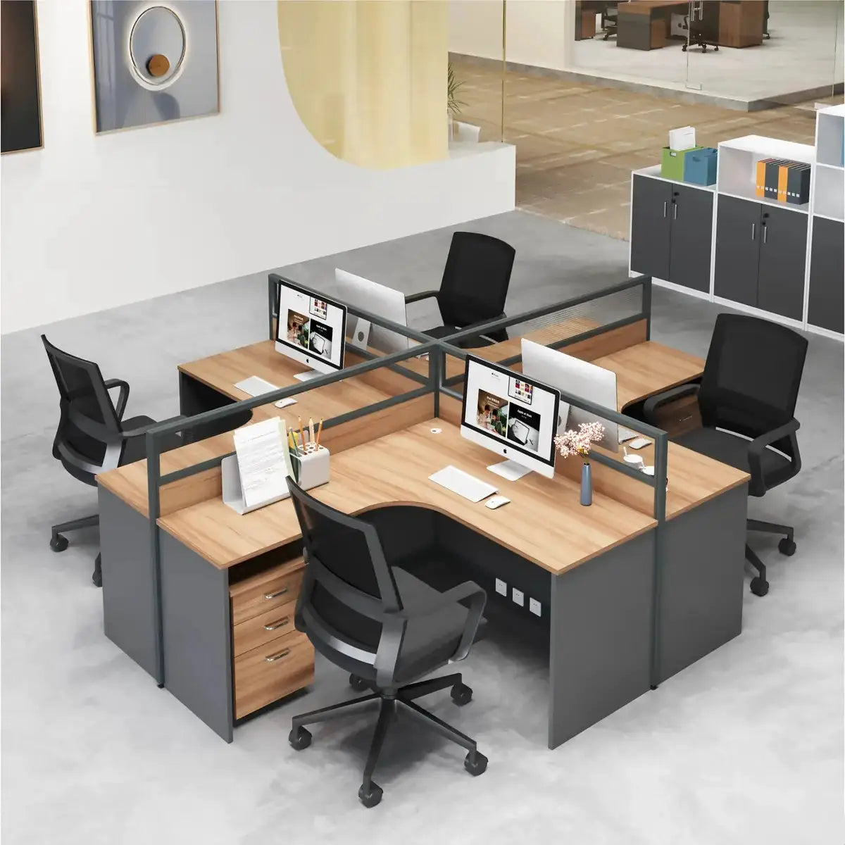 Renvik · L-Shaped Cubicle Workstation by Arc Grove
