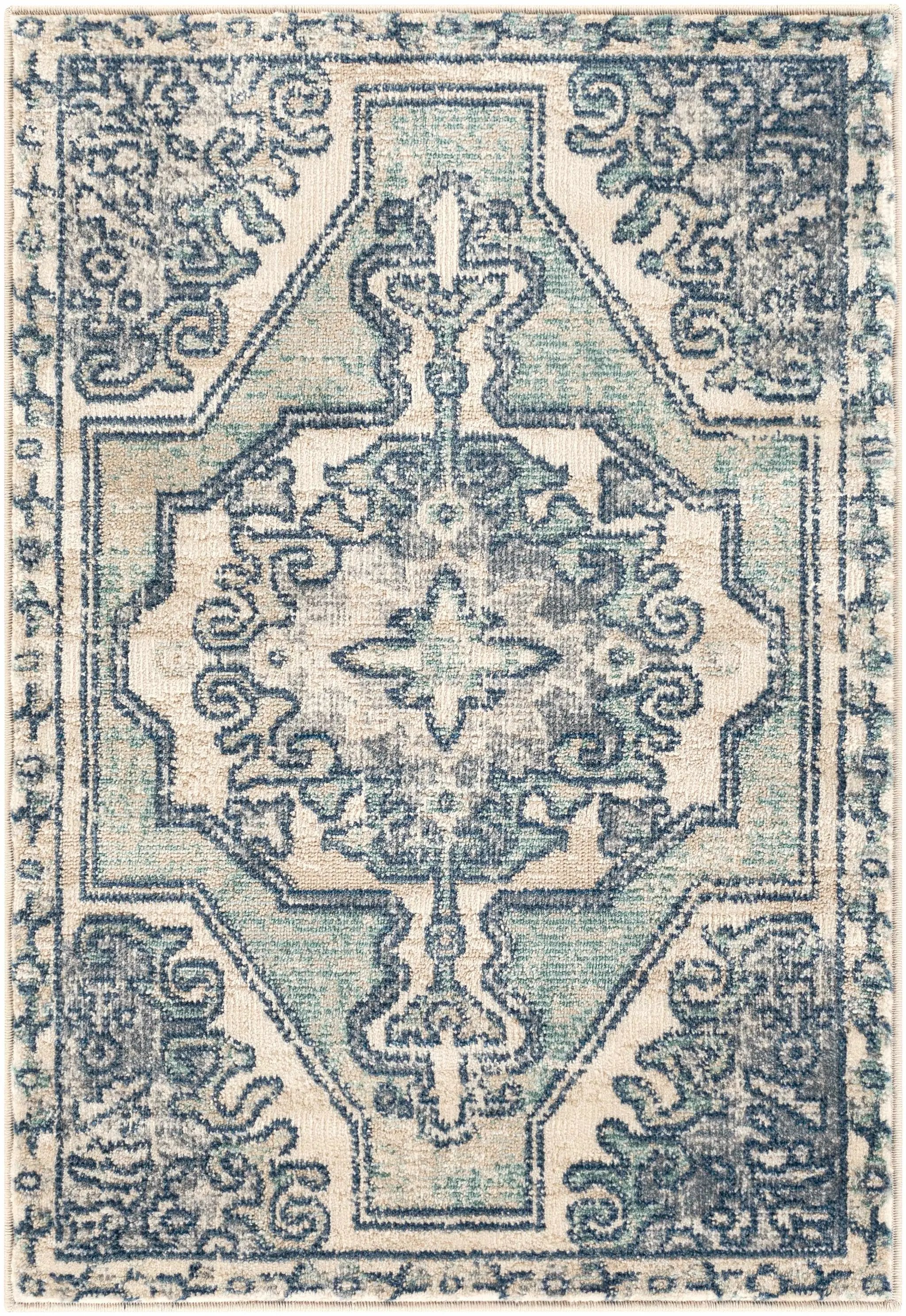 Kenmare Blue Medallion Rug - Clearance by Boutique Rugs