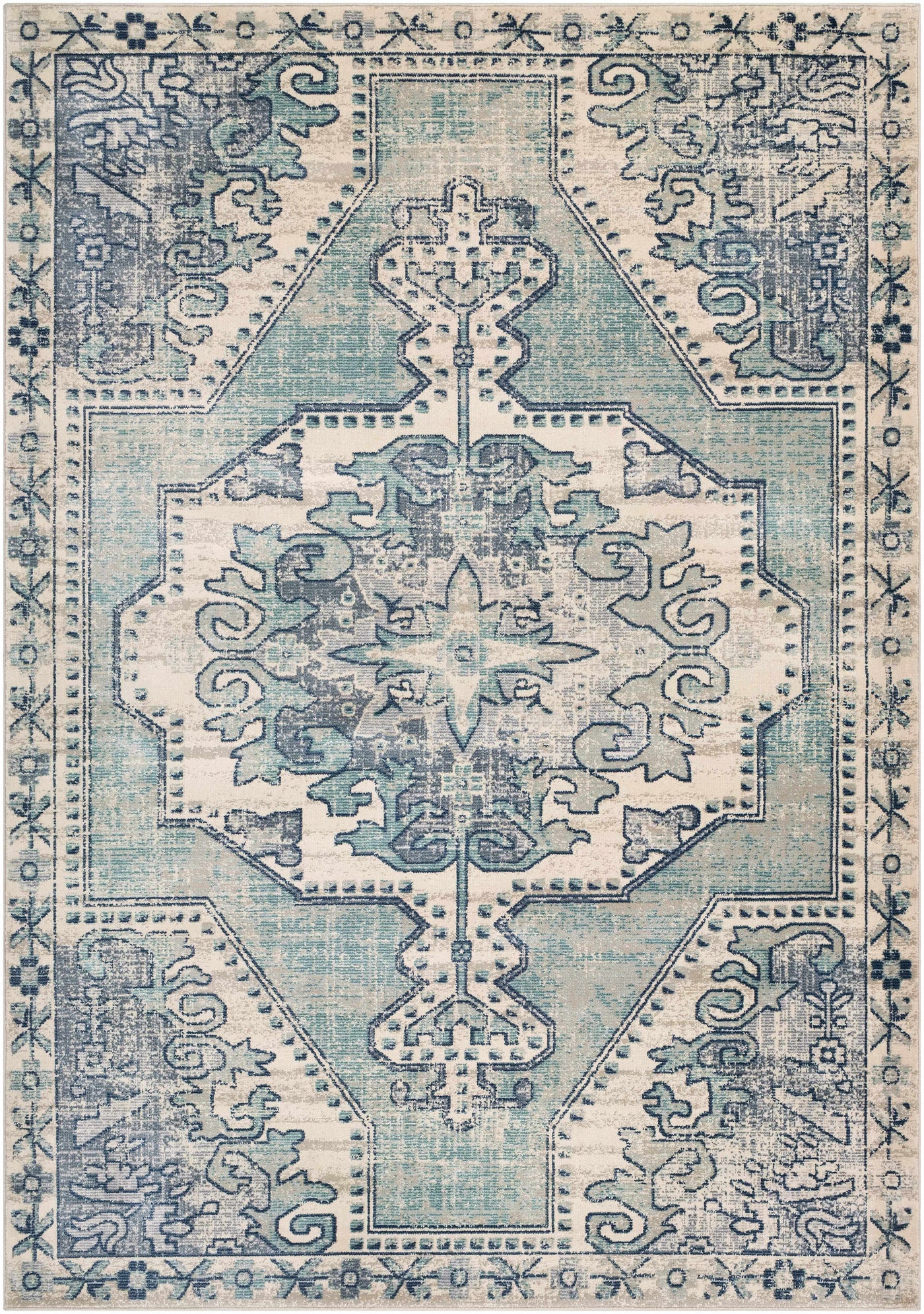 Kenmare Blue Medallion Rug - Clearance by Boutique Rugs