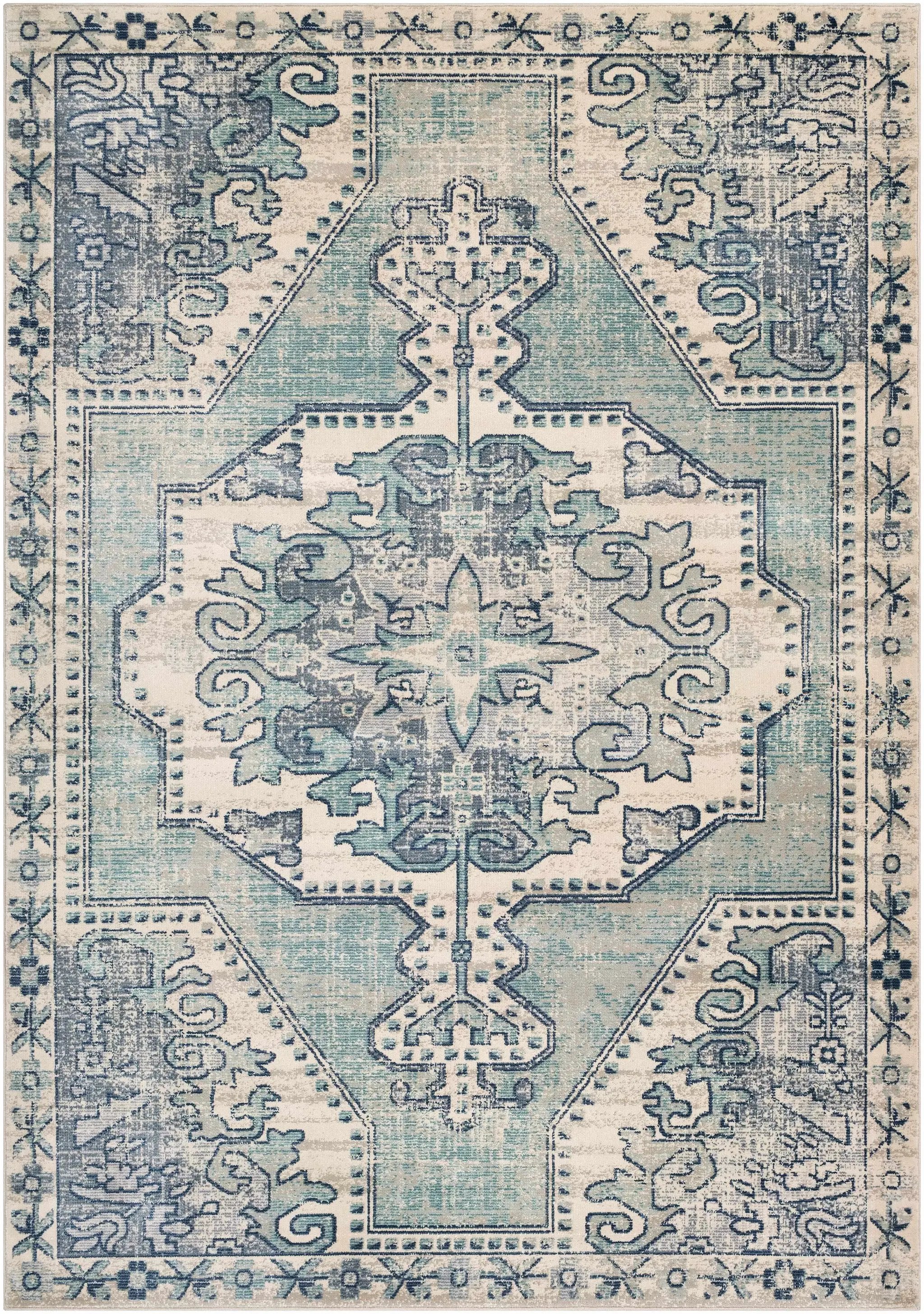 Kenmare Blue Medallion Rug - Clearance by Boutique Rugs