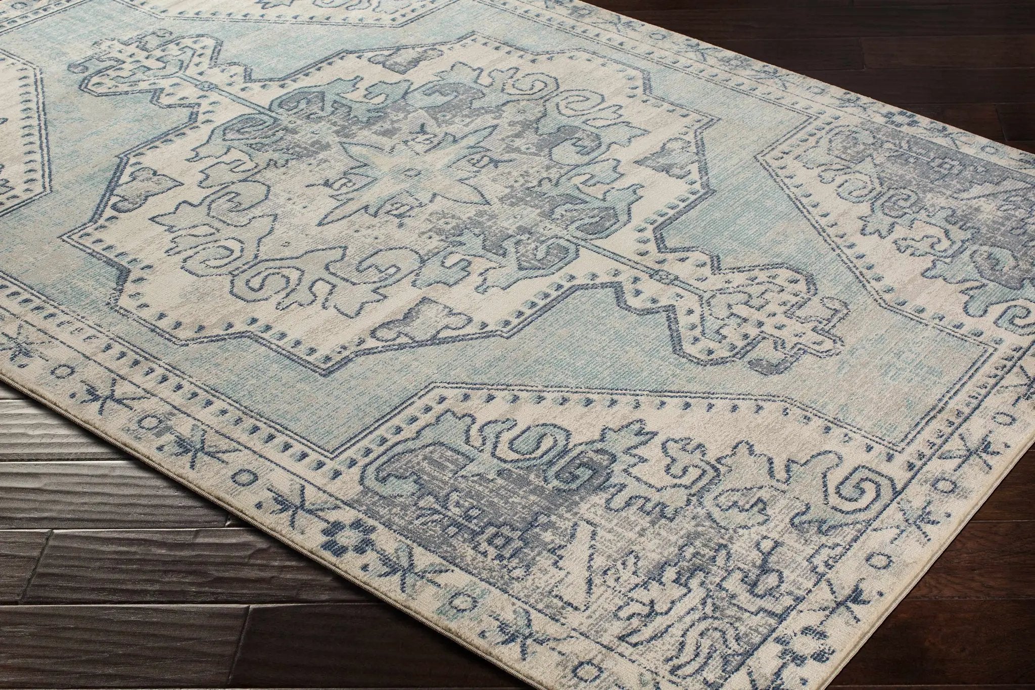 Kenmare Blue Medallion Rug - Clearance by Boutique Rugs