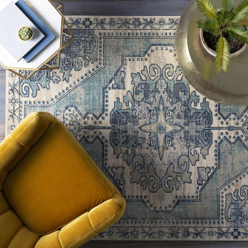 Kenmare Blue Medallion Rug - Clearance by Boutique Rugs