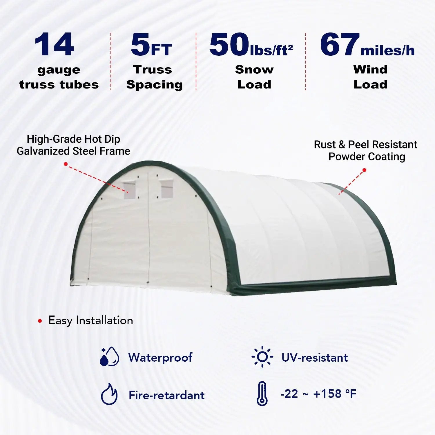 W20'xL30'xH12' Single Truss Storage Shelter, Reinforced Series by Chery Industrial