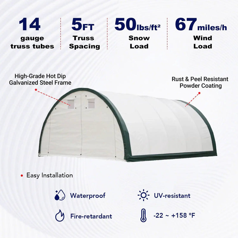 W20'xL30'xH12' Single Truss Storage Shelter, Reinforced Series by Chery Industrial