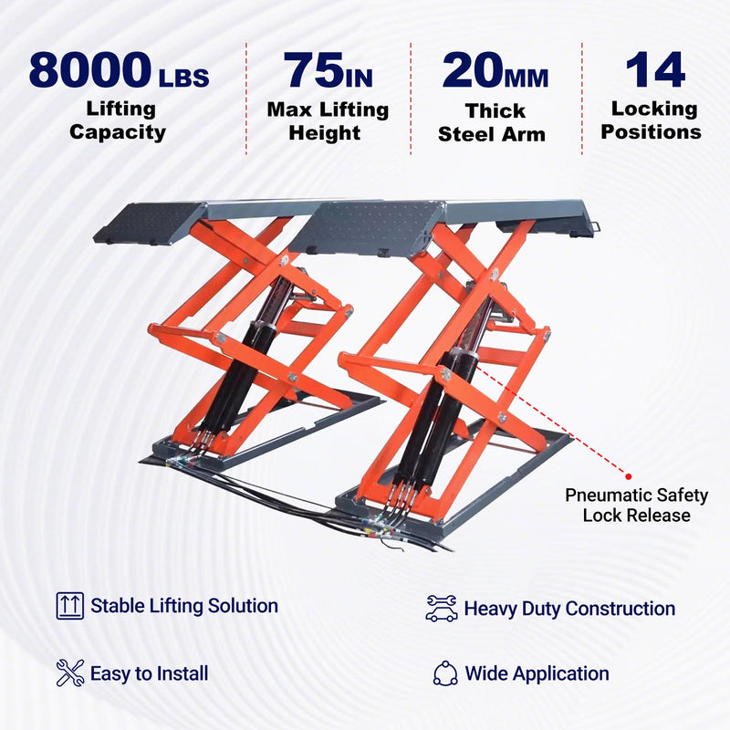Katool AK-X95 8,000 Lbs Full Rise Scissor Lift by Chery Industrial