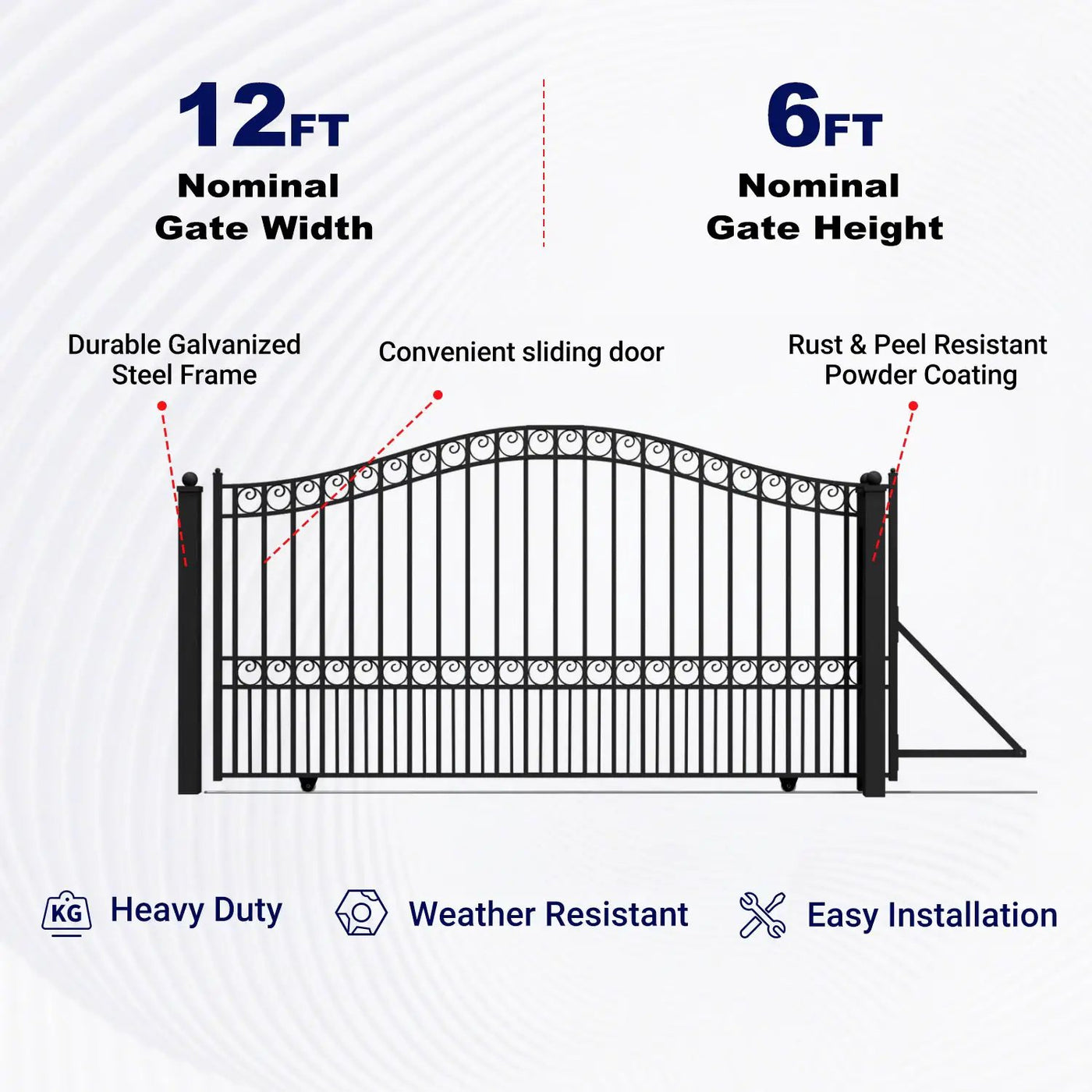 12x6 ft Steel Sliding Driveway Gate by Chery Industrial