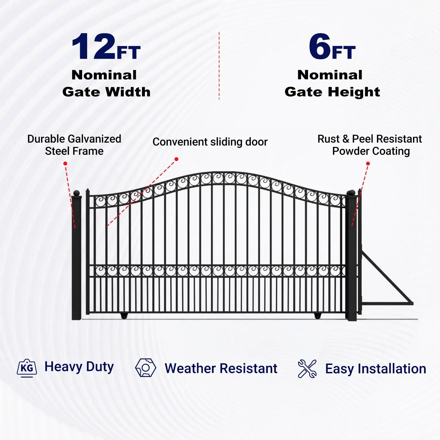 12x6 ft Steel Sliding Driveway Gate by Chery Industrial