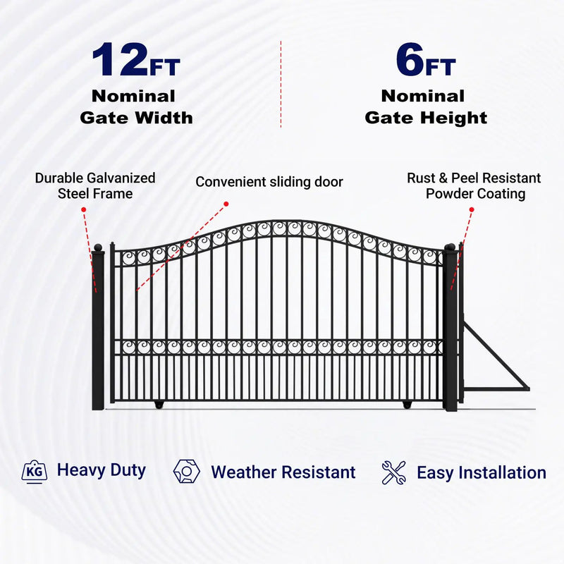 12x6 ft Steel Sliding Driveway Gate by Chery Industrial