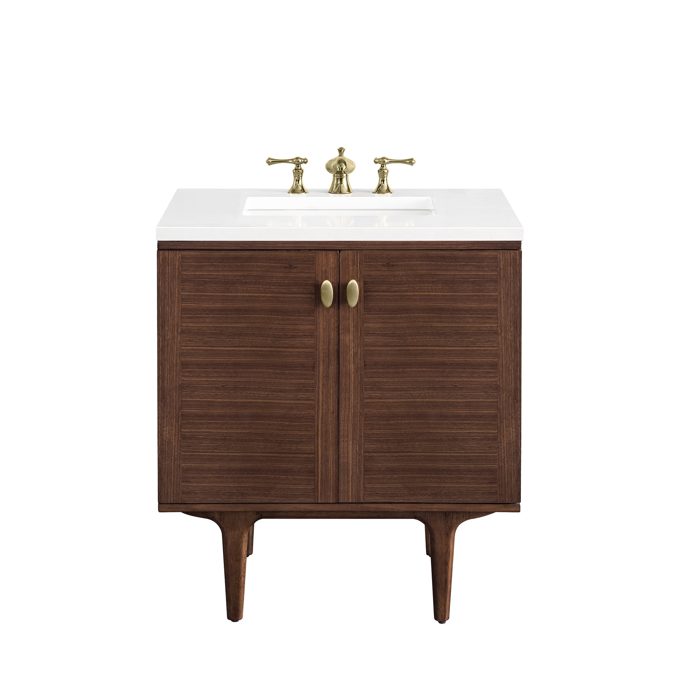 James Martin Amberly 30" Dual Mount Single Bathroom Vanity, Mid-Century Walnut by James Martin