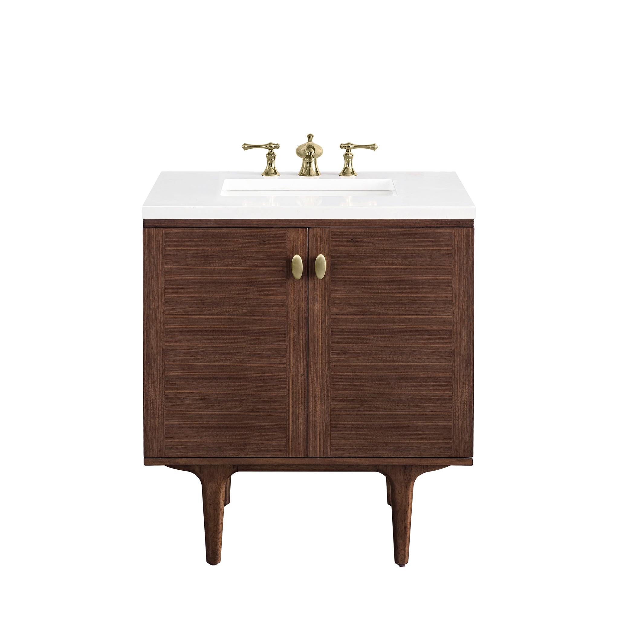 James Martin Amberly 30" Dual Mount Single Bathroom Vanity, Mid-Century Walnut by James Martin