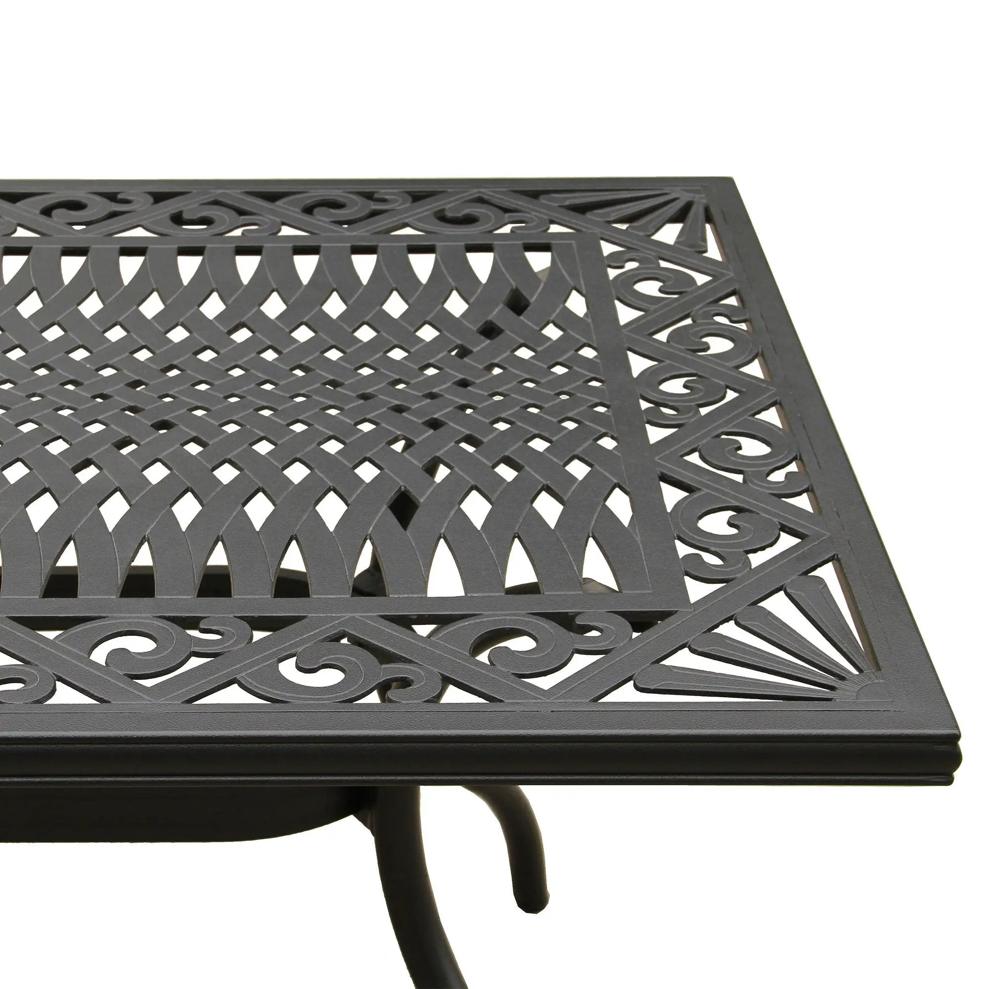 Outdoor Aluminum 7pc Black Rectangular Patio Dining Set and Six Chairs by Sharicks