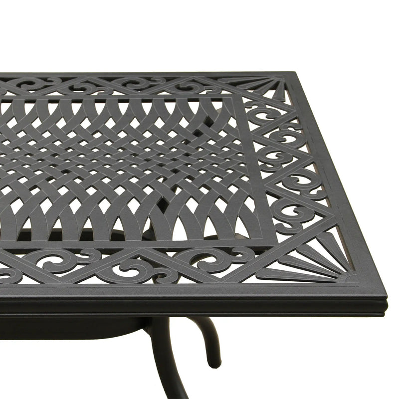 Outdoor Aluminum 7pc Black Rectangular Patio Dining Set and Six Chairs by Sharicks