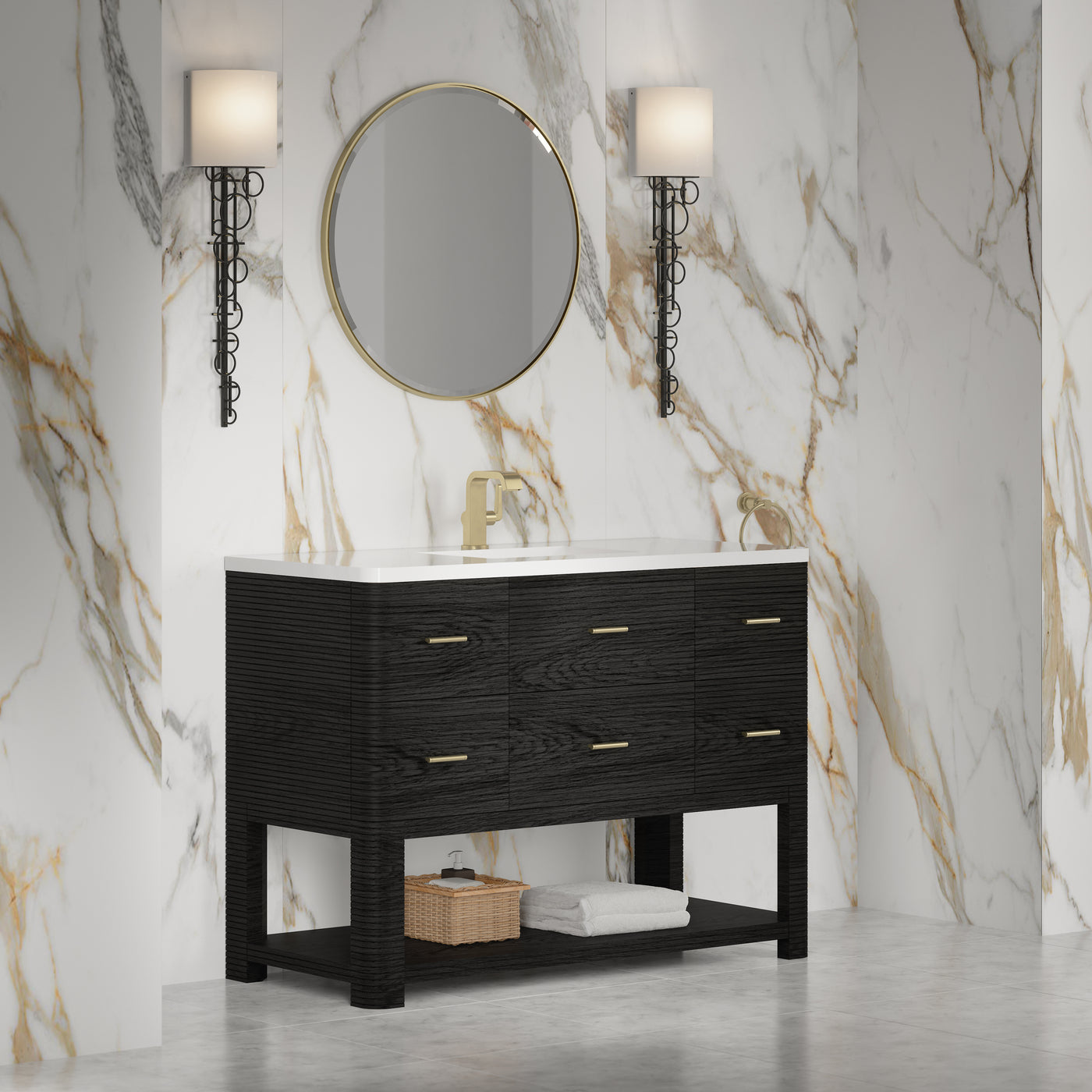 James Martin Lucian 48" Single Bathroom Vanity, Carbon Oak by James Martin