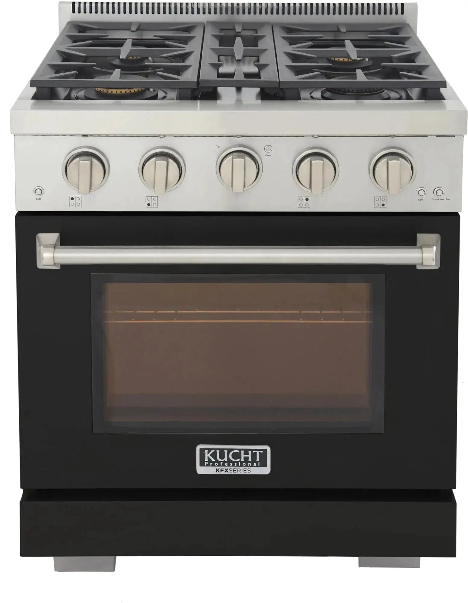 Kucht 30" Freestanding Professional Gas Range KFX3000X-BK by Farmhouse Kitchen and Bath