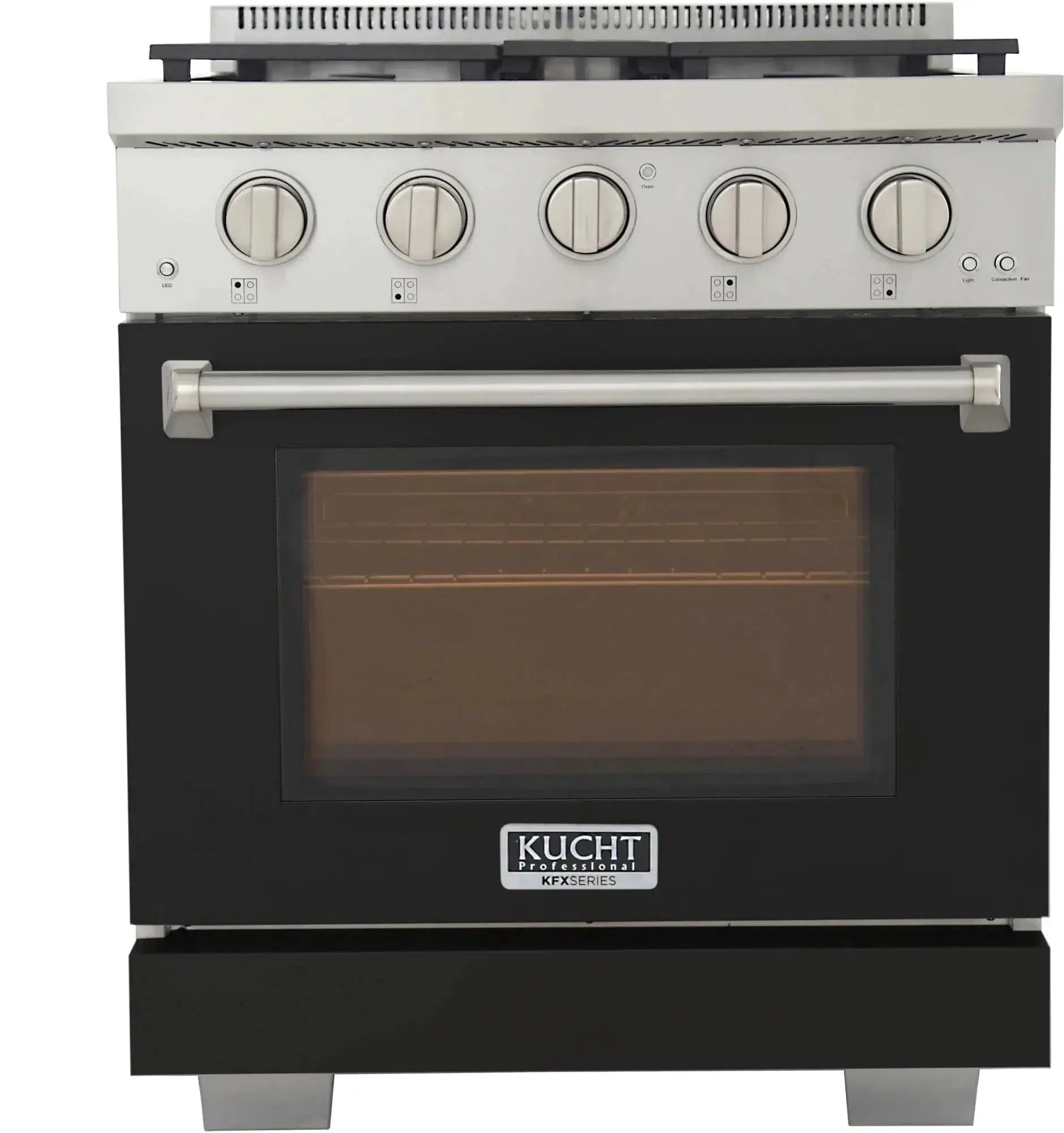 Kucht 30" Freestanding Professional Gas Range KFX3000X-BK by Farmhouse Kitchen and Bath