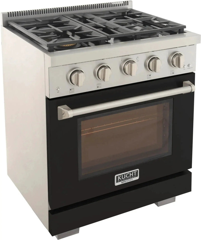 Kucht 30" Freestanding Professional Gas Range Liquid Propane KFX3000X/LP-BK by Farmhouse Kitchen and Bath