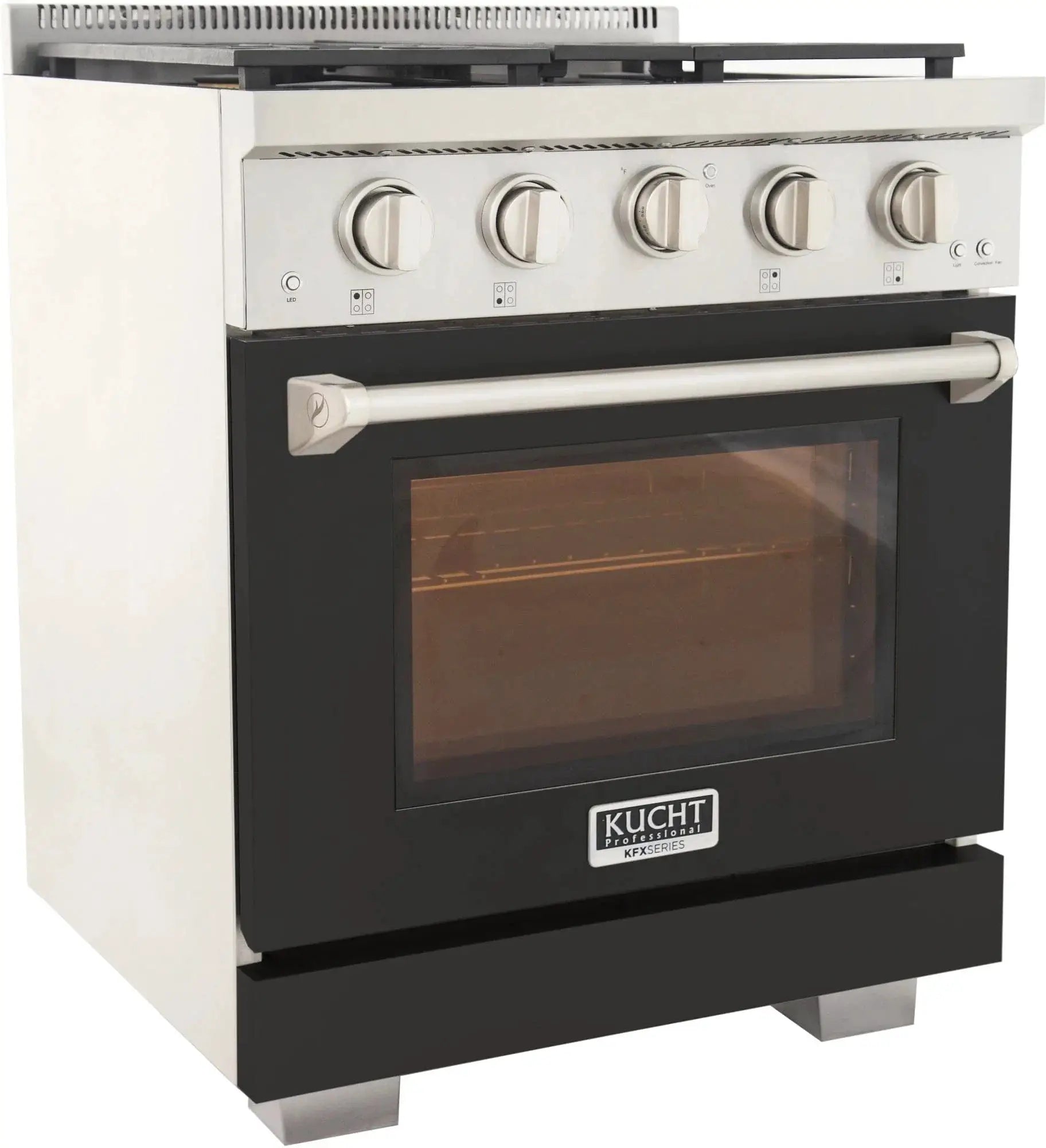 Kucht 30" Freestanding Professional Gas Range Liquid Propane KFX3000X/LP-BK by Farmhouse Kitchen and Bath
